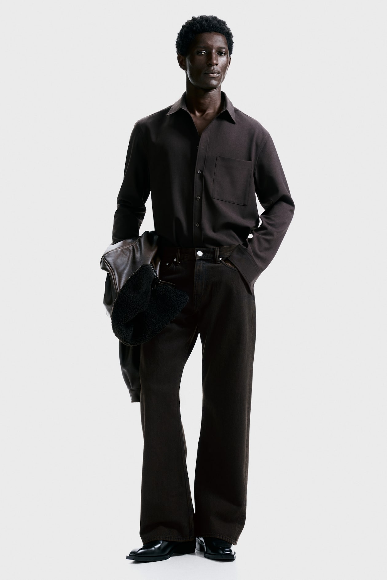 Relaxed Bootcut Jeans Denim brown Men H&M IN