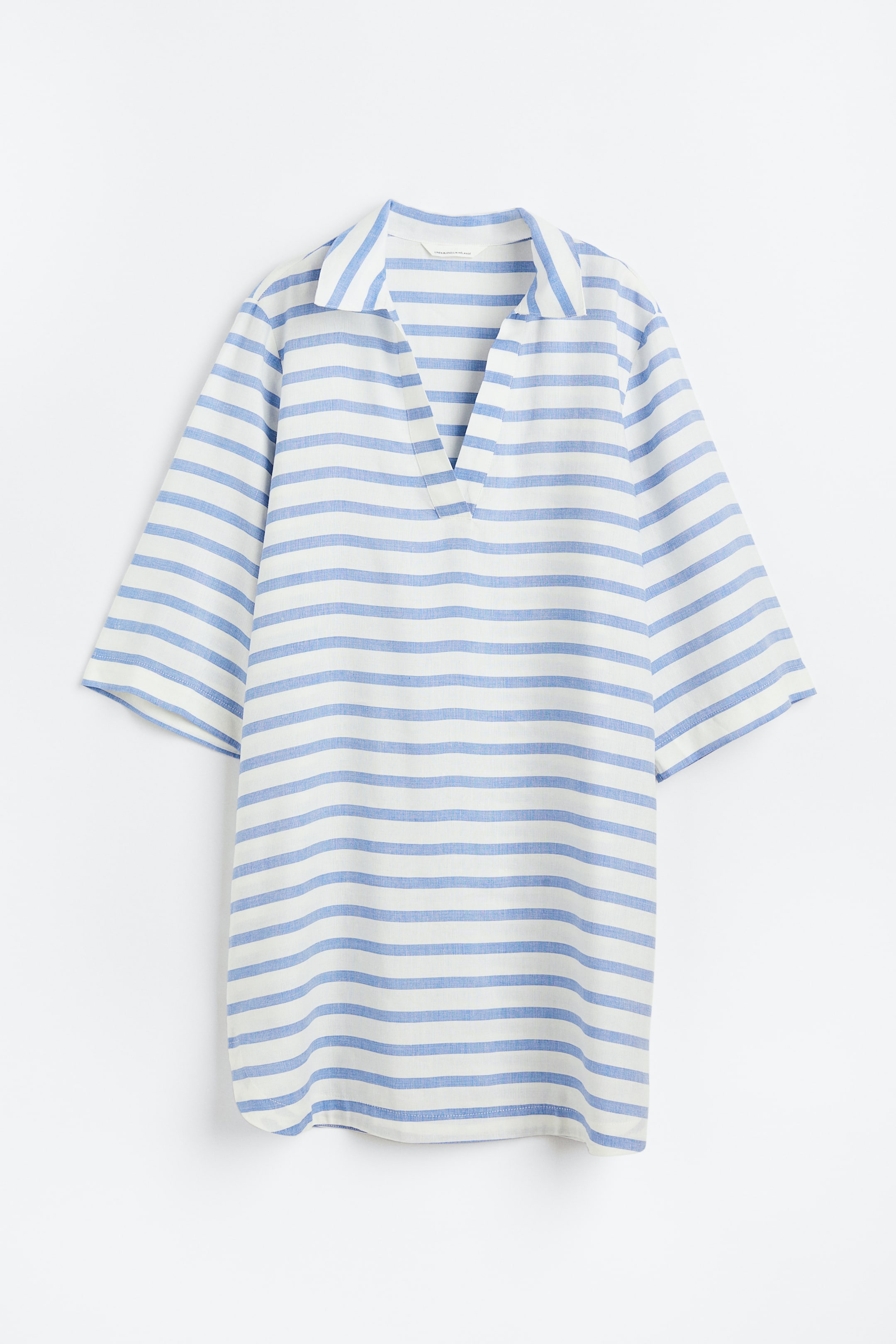View larger image: Linen-blend collared dress - White/Striped - Ladies | H&M MY 1