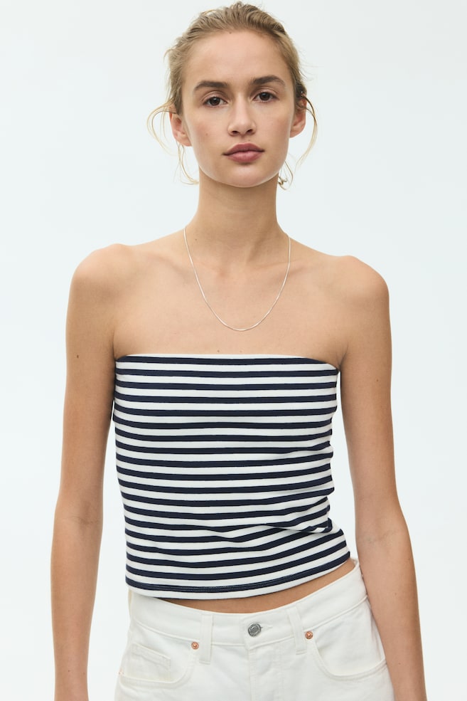 Cotton tube top-Navy blue/Striped - 6