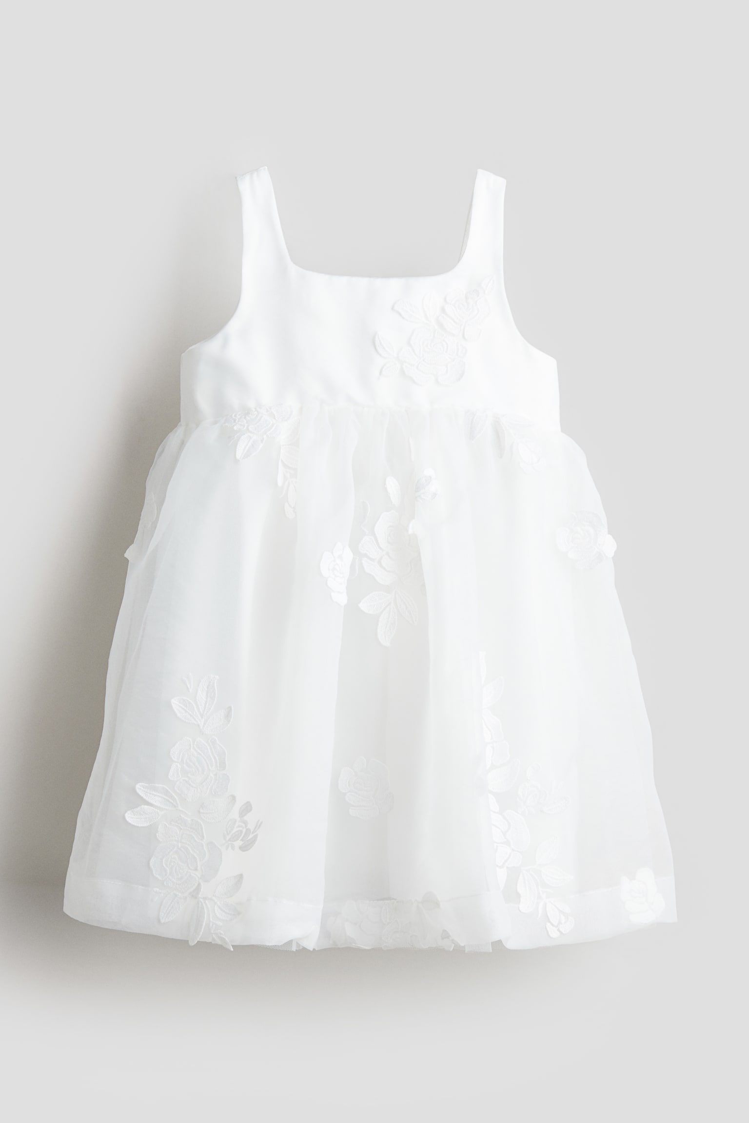 Embroidered Dress - White/Floral - 1