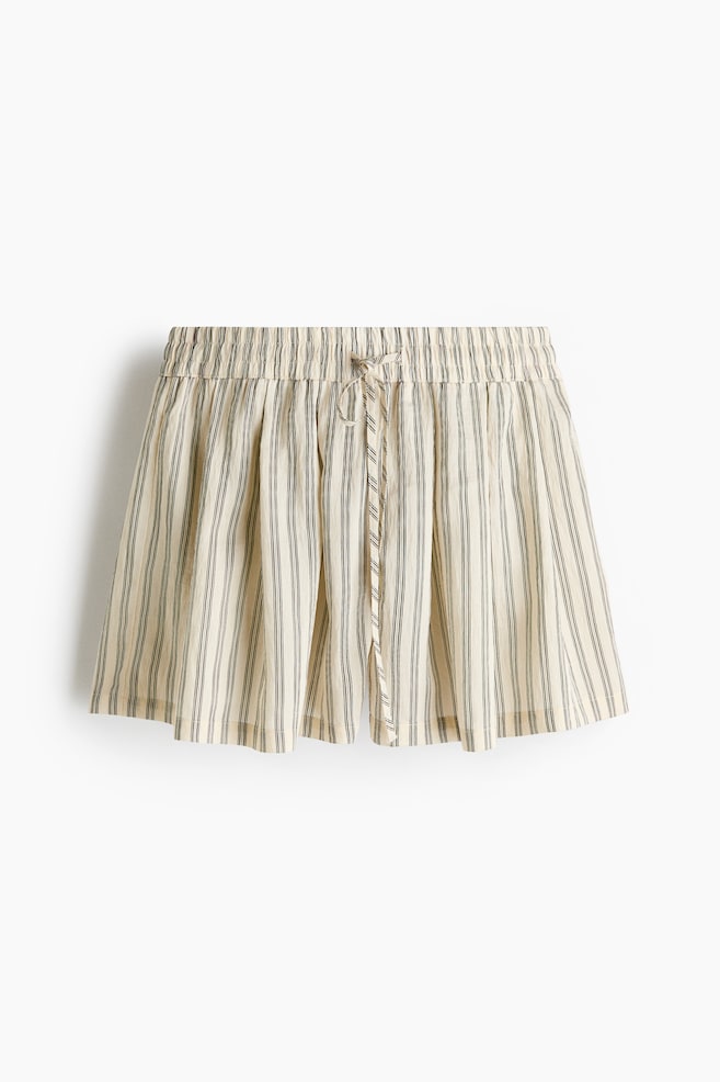 Drawstring Shorts - Light beige/striped - 1