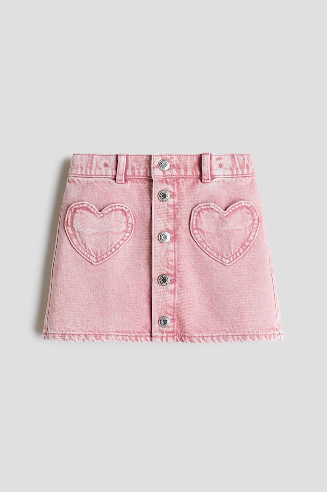 Heart Pocket Twill Skirt - Dark pink/Dark khaki green - 1