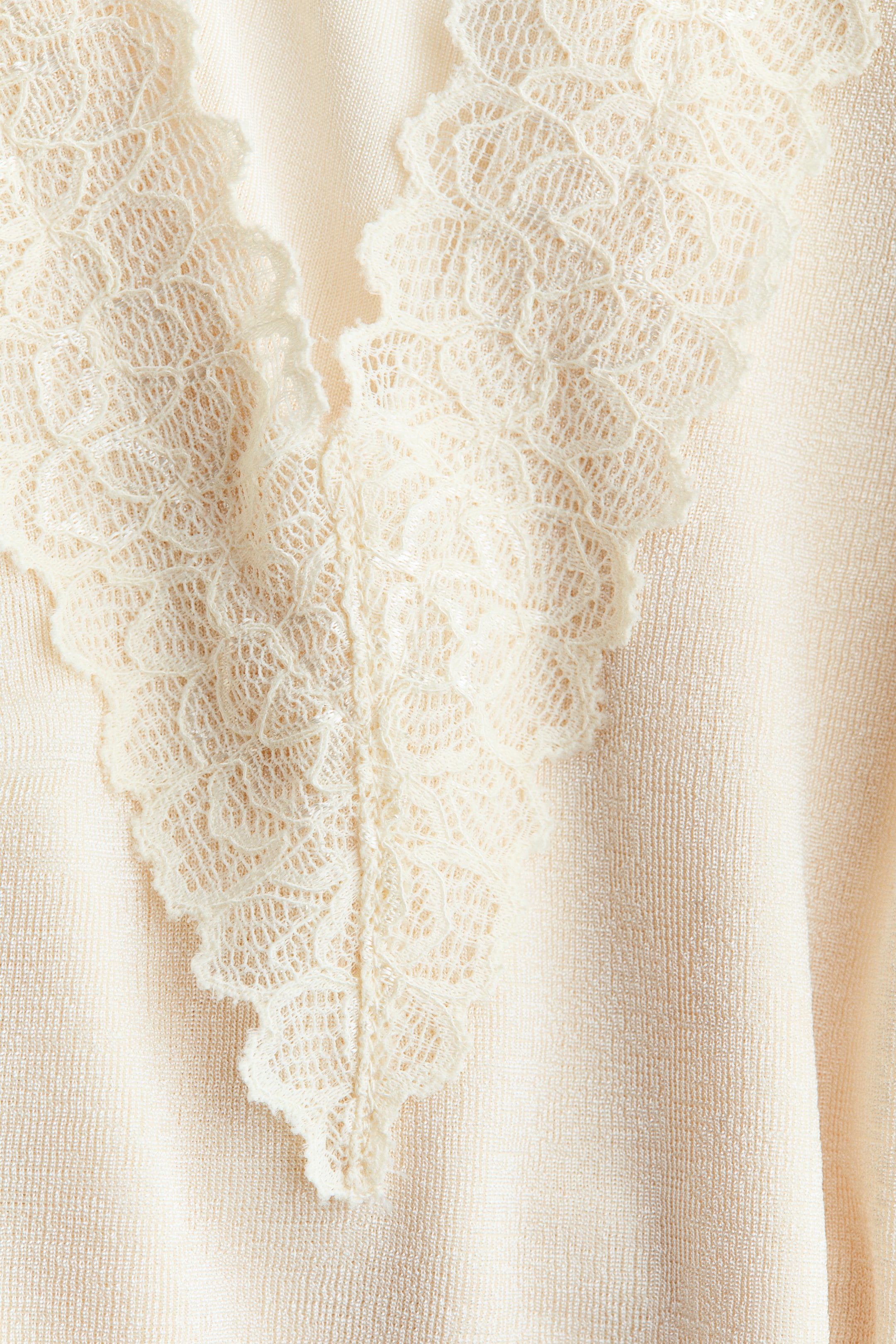 Lace-Trimmed Tie-Belt Dress