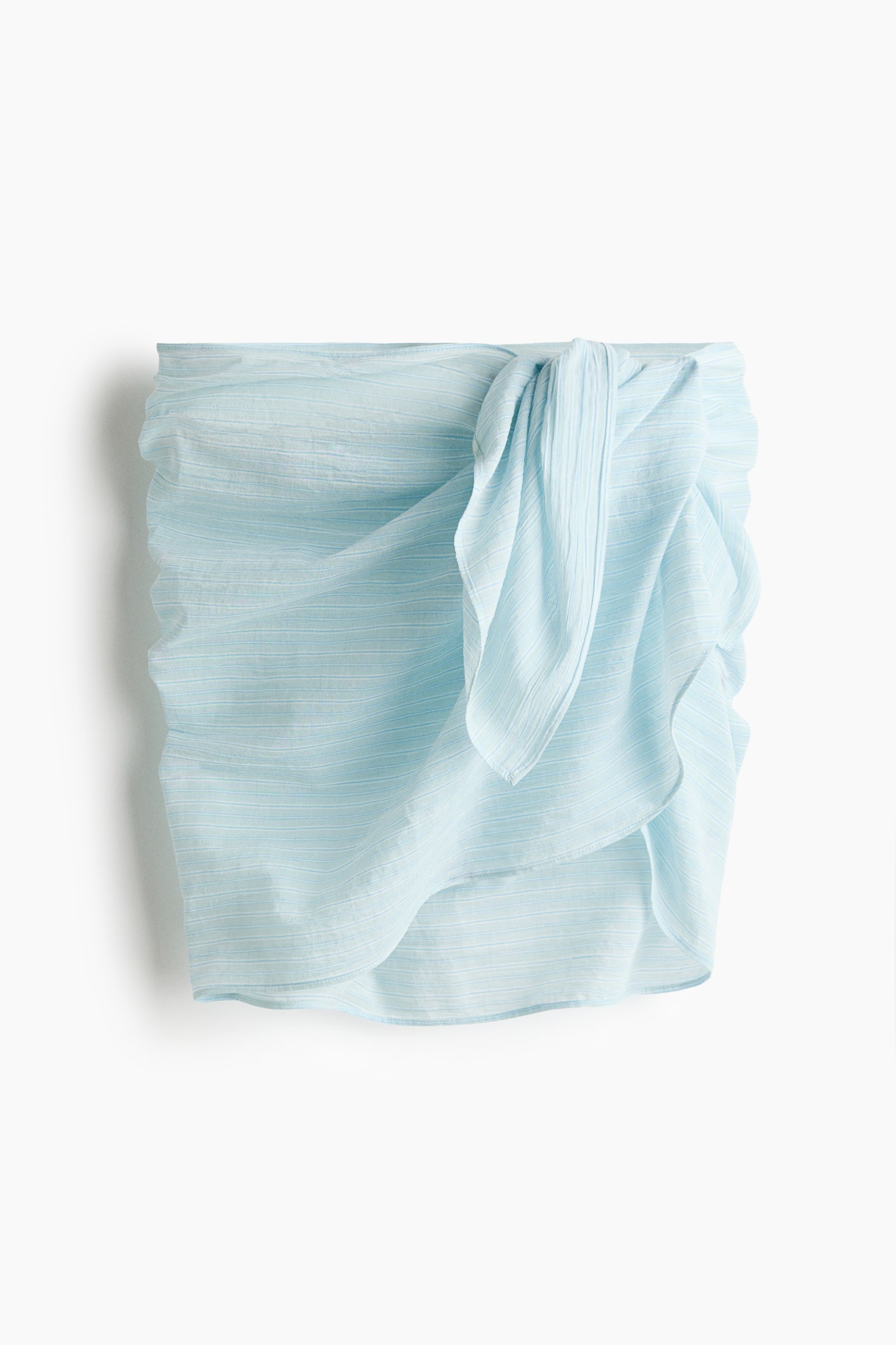 Mini paréo en coton - Turquoise clair/rayé - 1