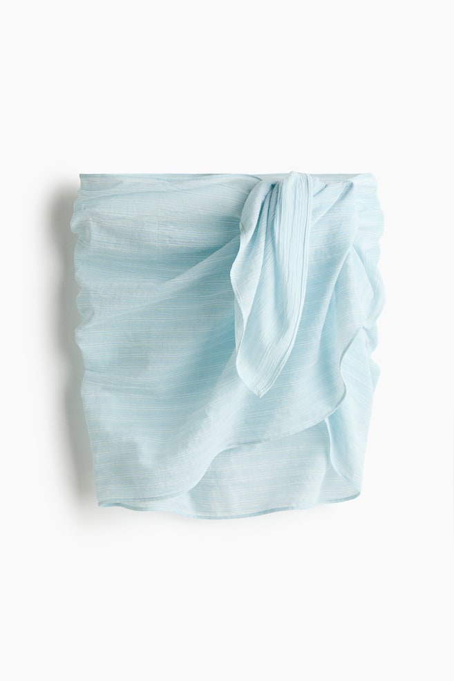 Mini cotton sarong - Light turquoise/Striped - 1