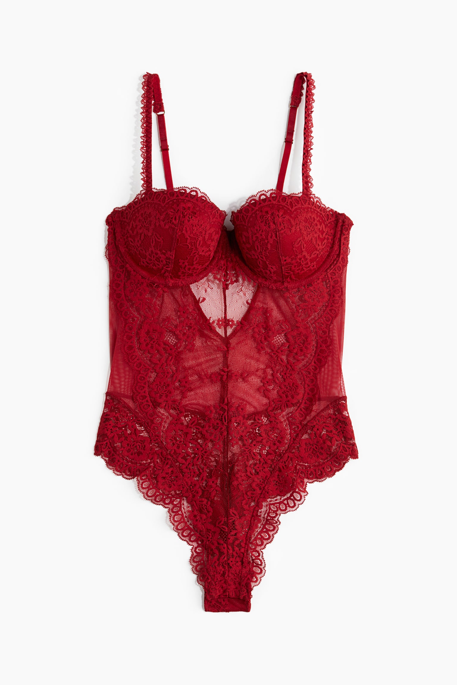 Padded-cup lace body - Dark red/Black - 2