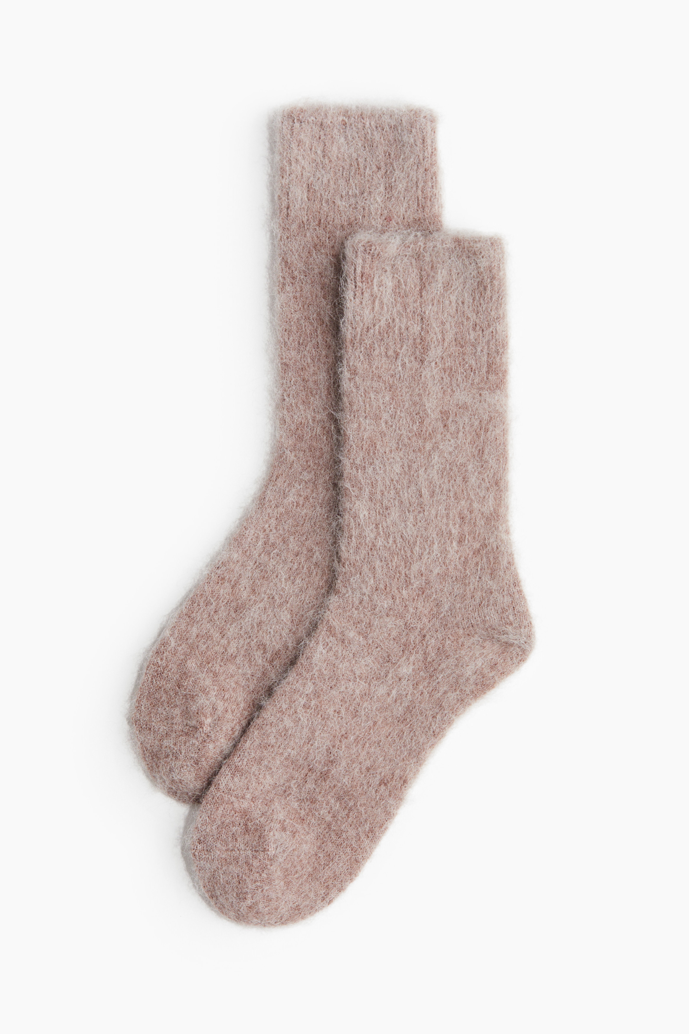 Ladies - Dark dusty beige Fluffy socks - Size: 3-5  - H&M