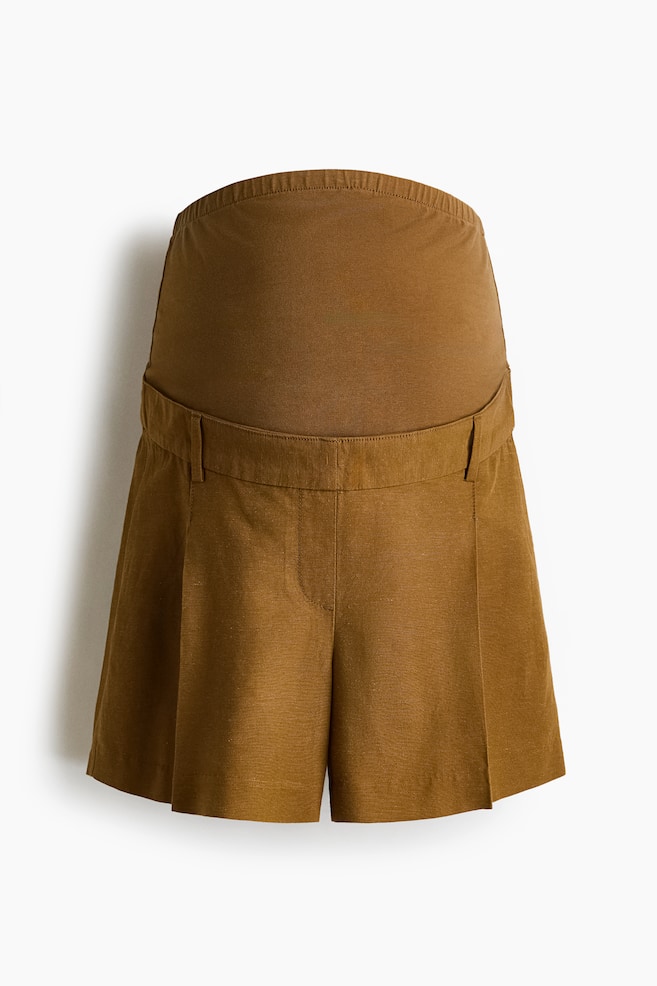 MAMA Short en lin mélangé - Olive doré foncé/Orange brûlé/Marron foncé - 1