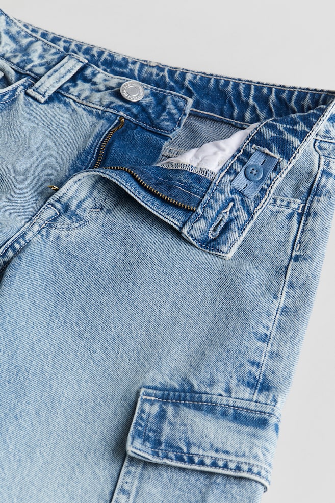 Loose Fit Straight Leg Jeans - Blu denim chiaro/Nero lavato - 4