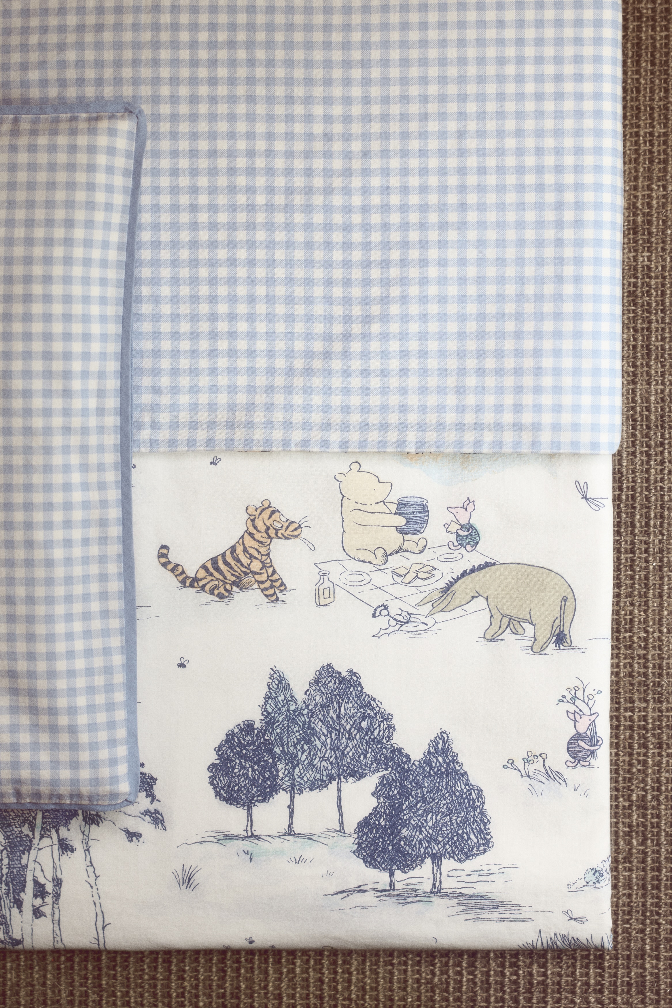 Parure de couette à motif pour bébé - Bleu clair/Winnie l'ourson/Vert clair/Winnie l'ourson