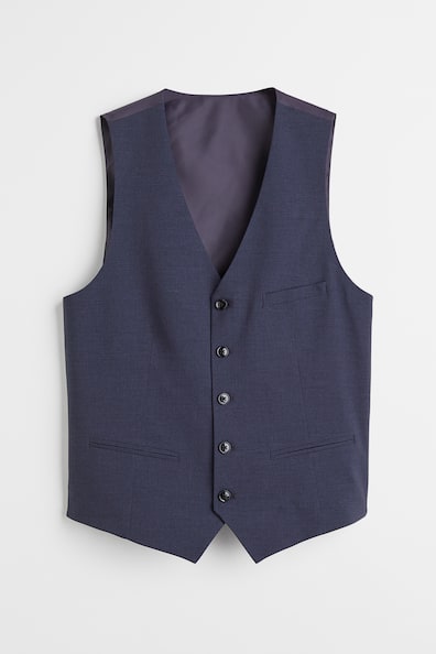 Slim Fit Suit Vest - Sleeveless - Regular length - Dark blue - Men | H&M US