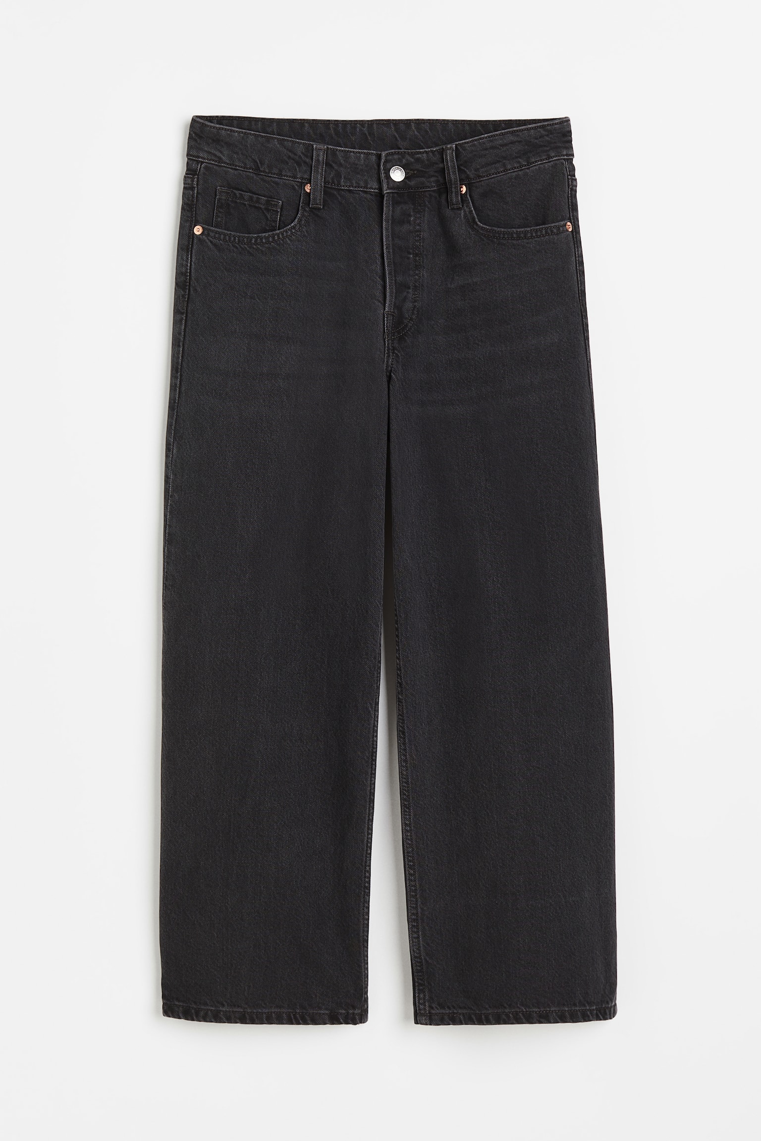 Baggy Wide Low Ankle Jeans - Black/Light denim blue/Grey - 1