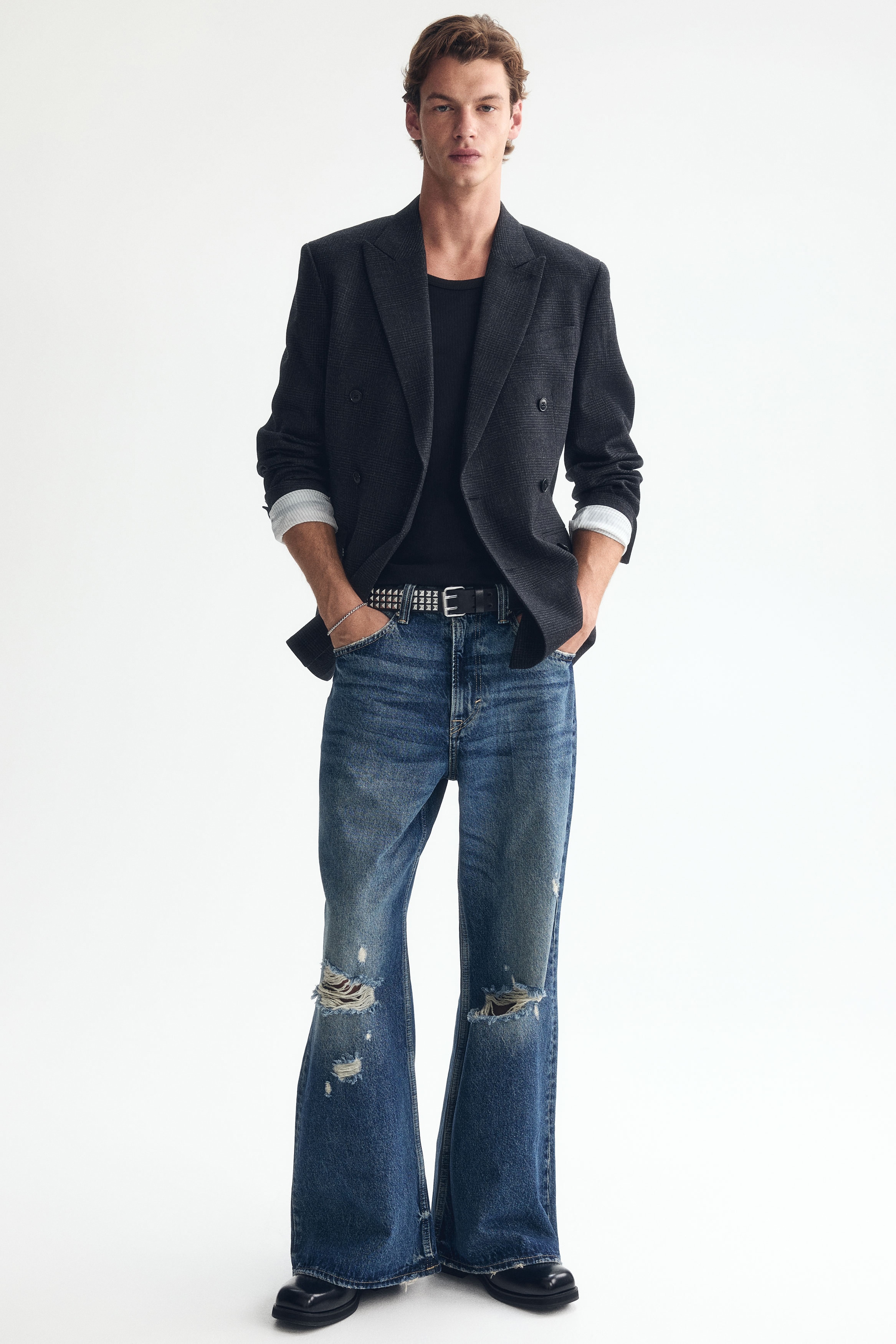 Loose Bootcut Jeans - Dark denim blue/Dark denim grey/Isprana teksas plava/Svetla teksas plava