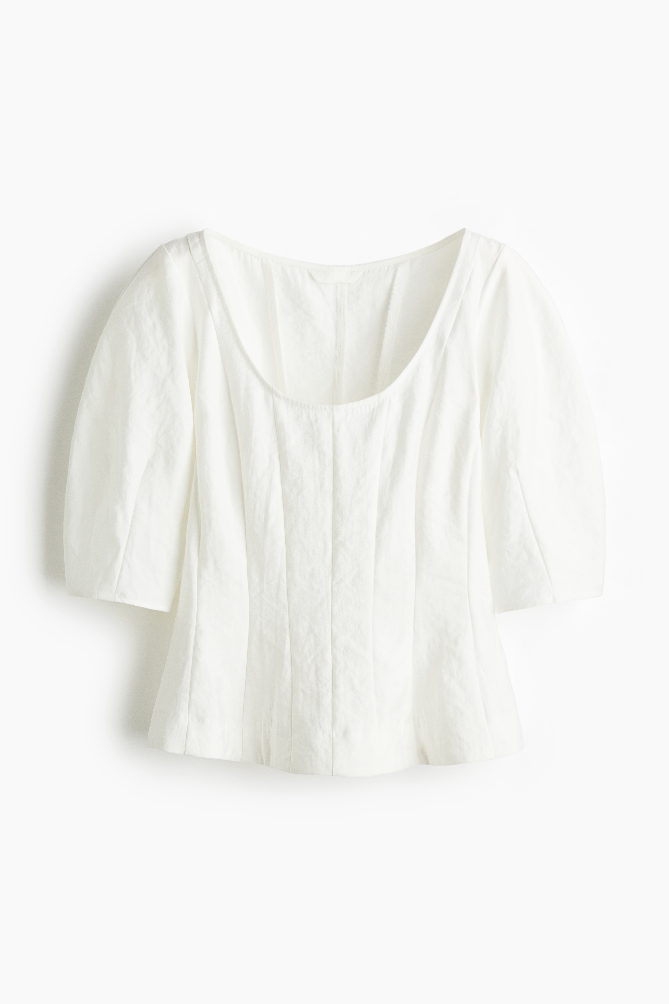 湯匙領女衫 - 白色/酒紅色