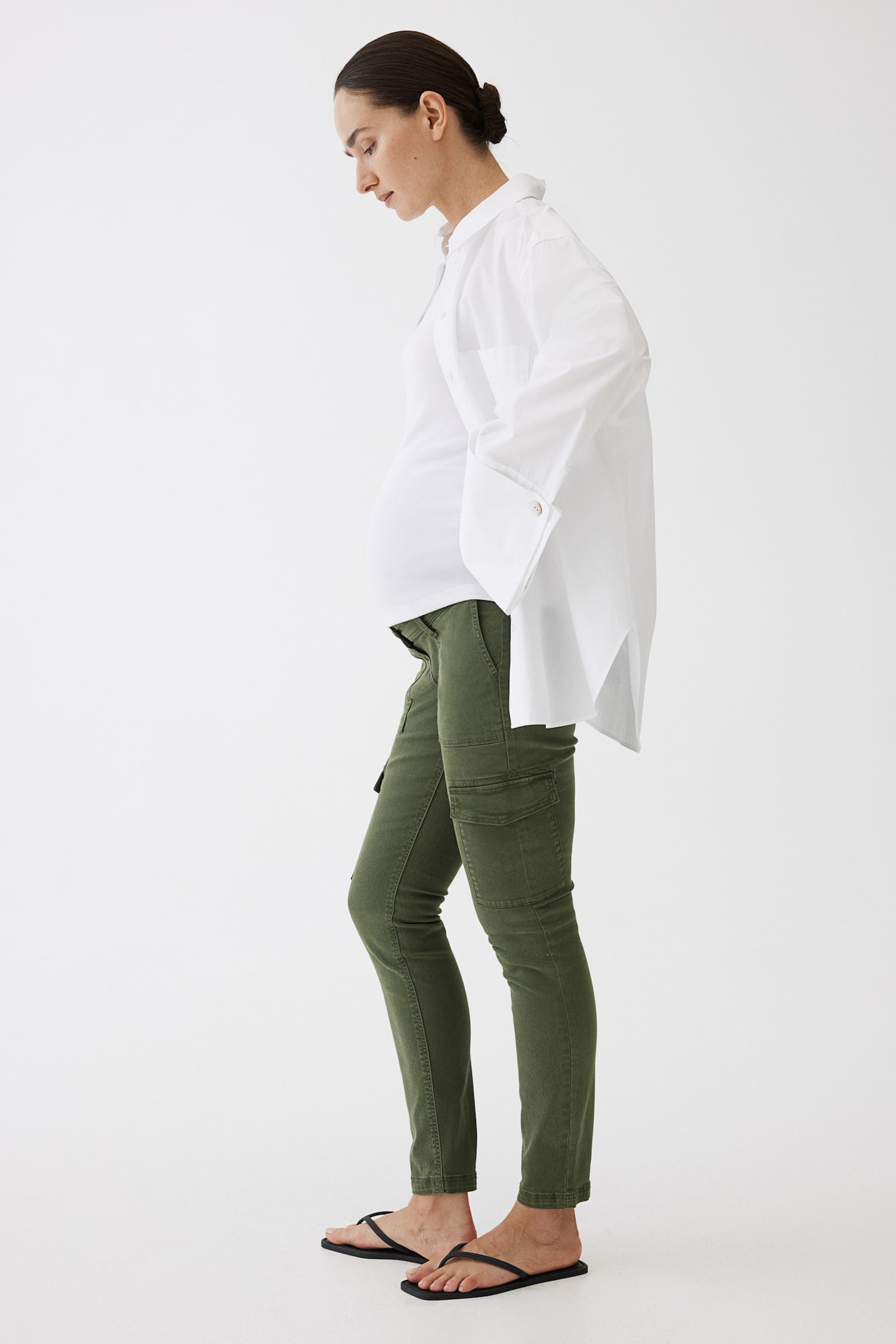 MAMA Slim cargo trousers - Khaki green/Black - 4