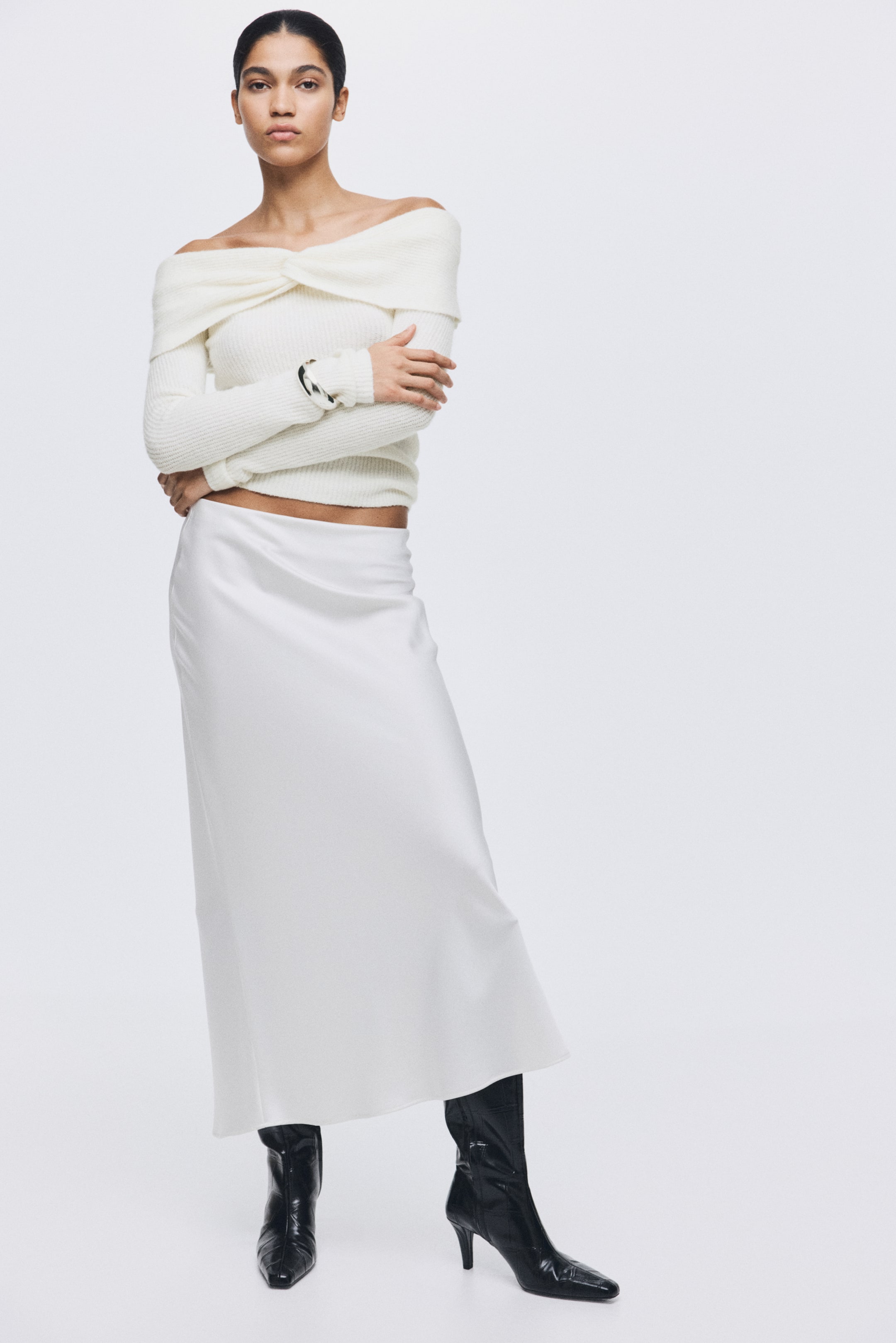 View larger image: Off-the-shoulder jumper - White - Ladies | H&M IN 2