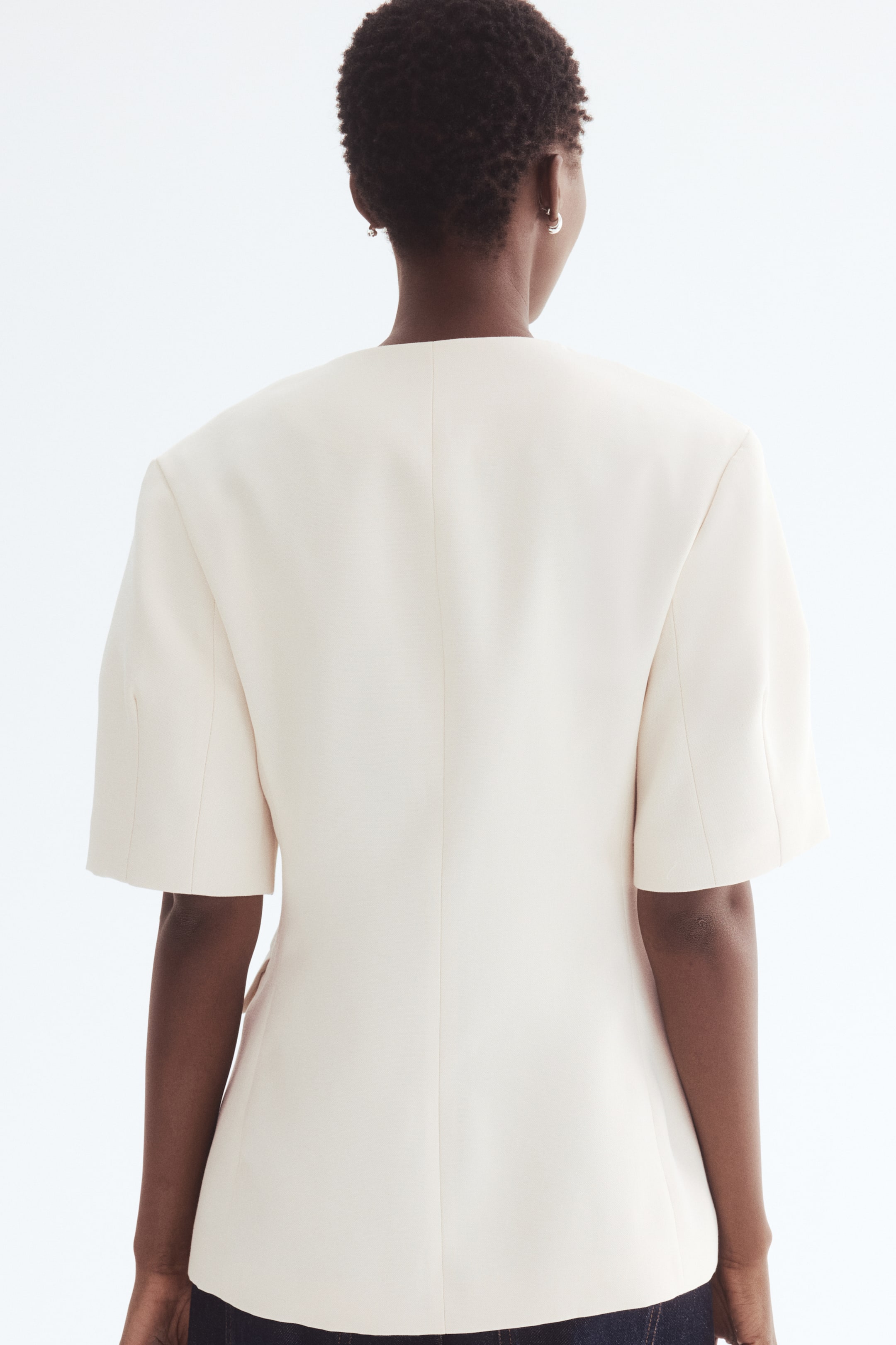 查看大圖: 短袖西裝外套 - 奶油色 | H&M HK 3