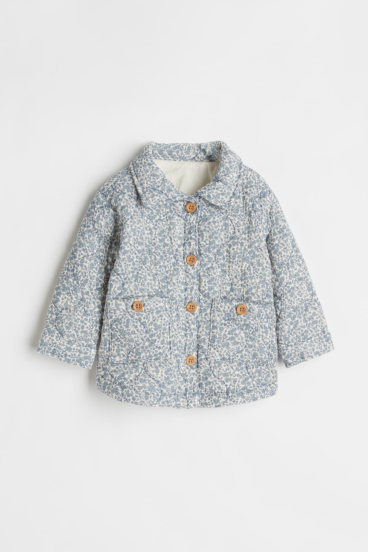 Patterned Shacket - Long sleeve - Regular length - White/blue floral ...