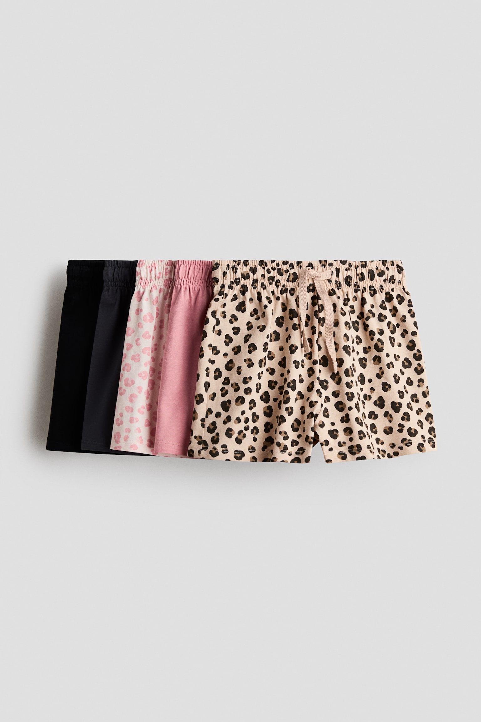5er-Pack Shorts aus Baumwolljersey - Hellbeige/Leopardenprint/Light purple/Light dusty blue