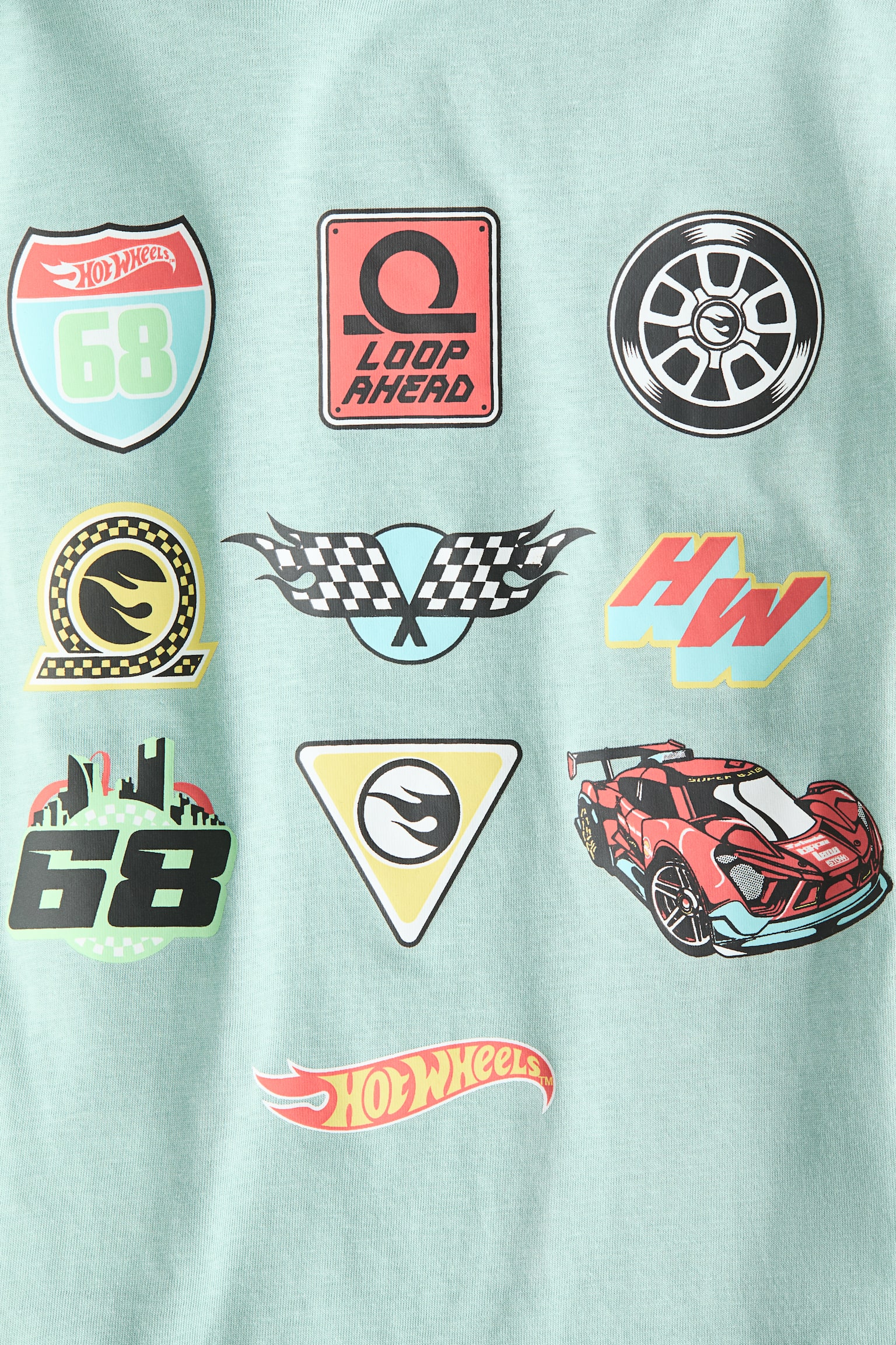 Printed Cotton T-Shirt - Dusty turquoise/Hot Wheels/Cream/Marvel Comics/Green/Snoopy - 2