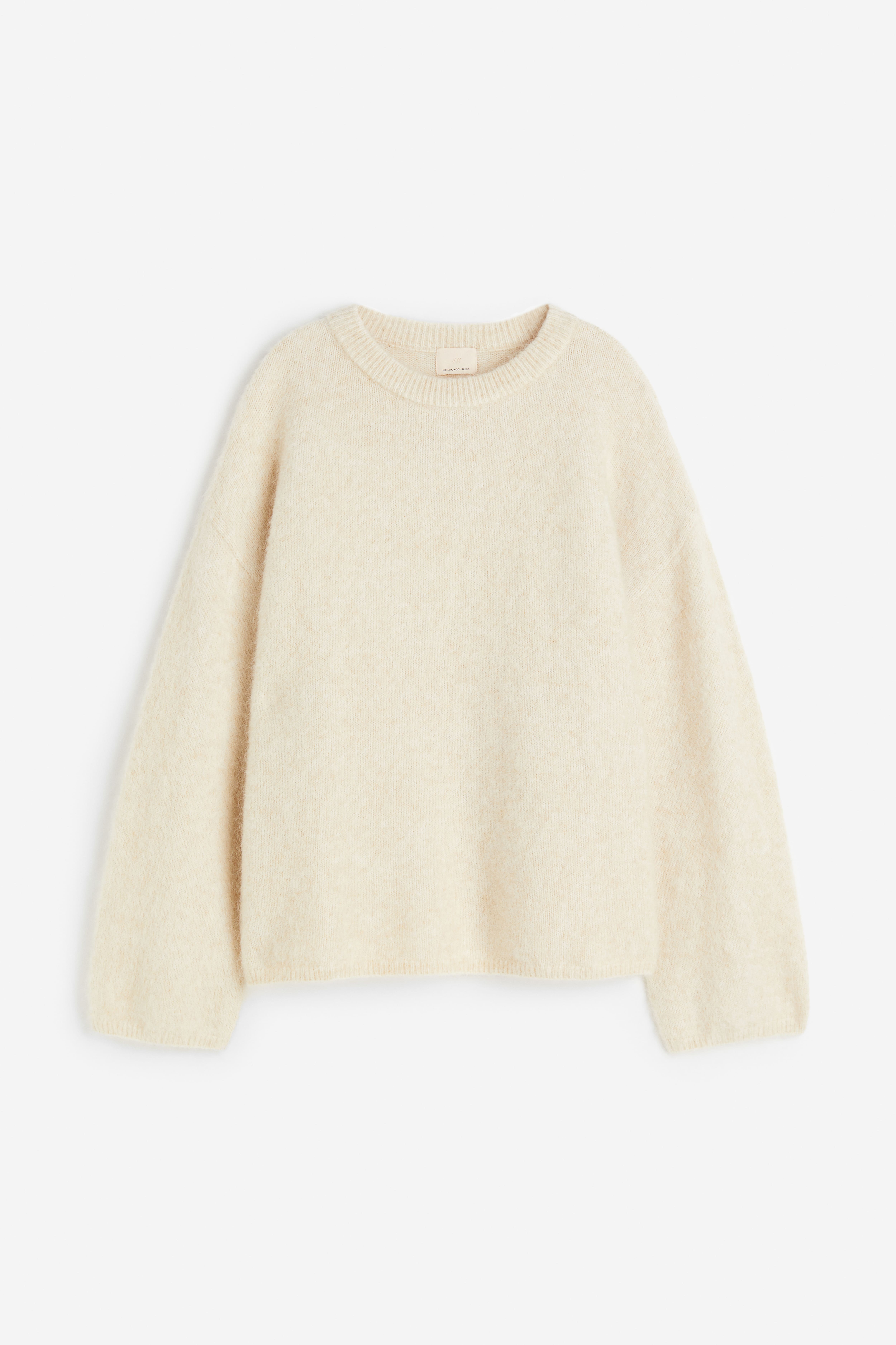 Pull oversize en mohair melange Creme FEMME H M FR