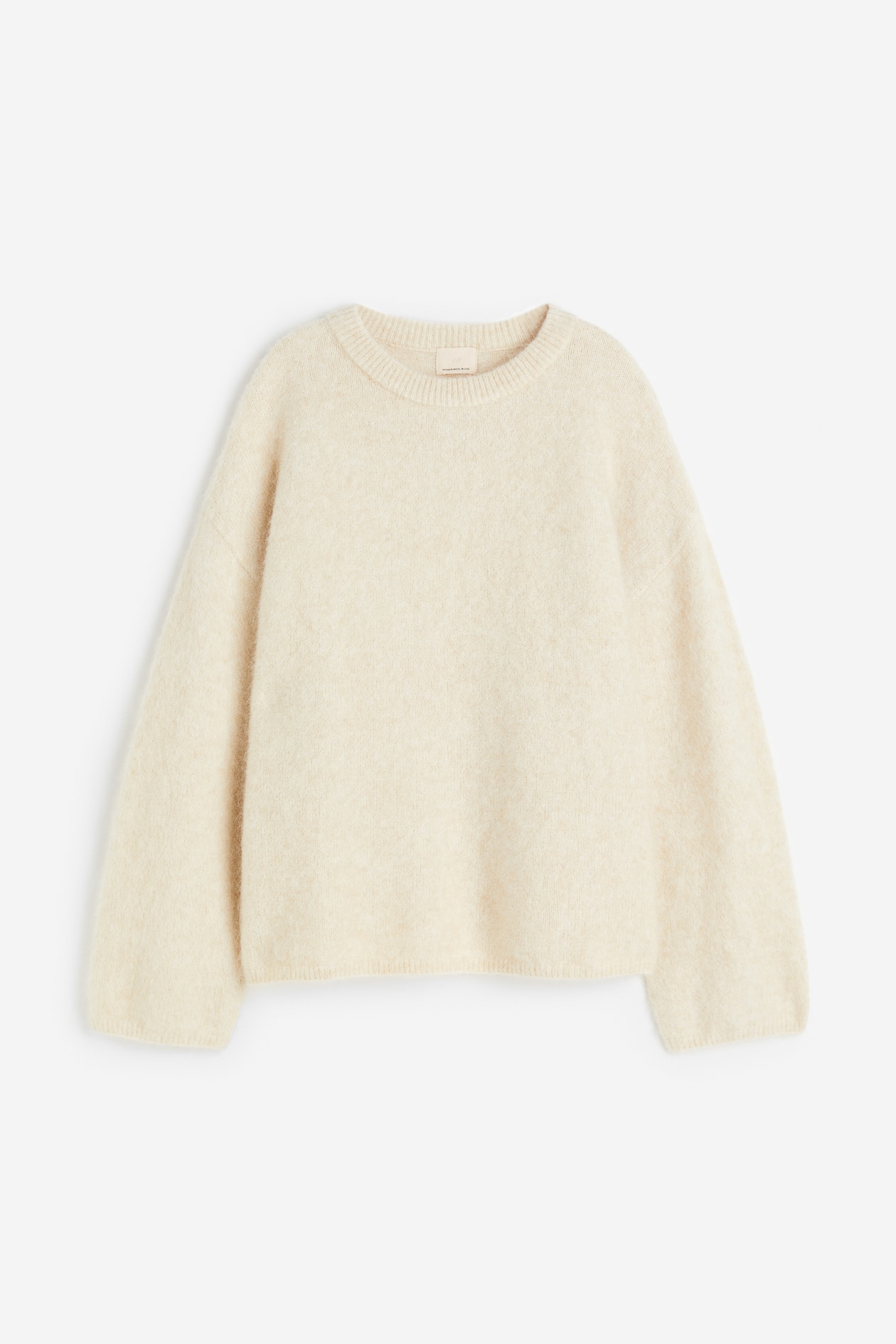 Oversized Mohair-blend Sweater - Round Neck - Long sleeve - Cream ...