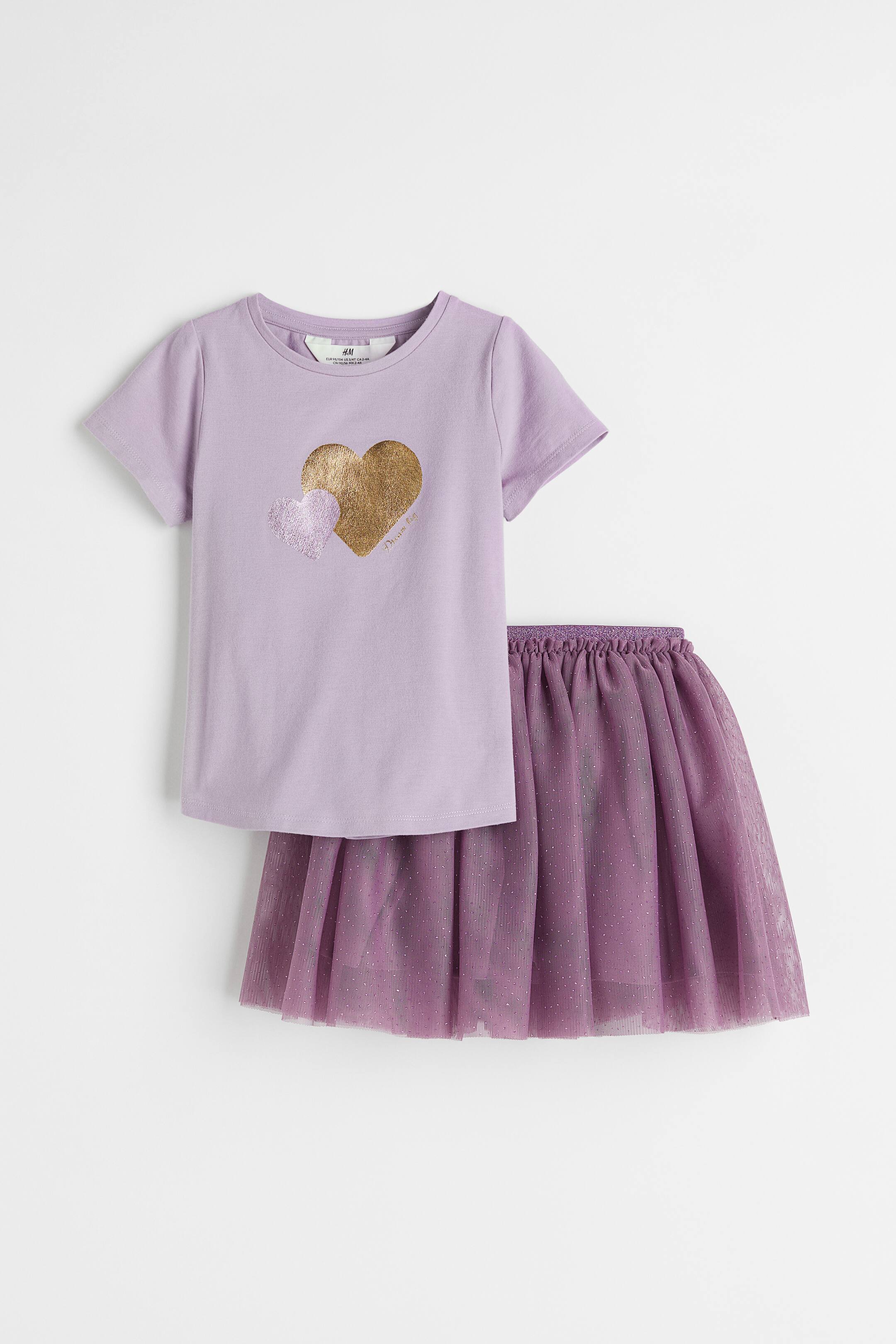 View larger image: 2-piece set - Light purple/Hearts - Kids | H&M HK 1