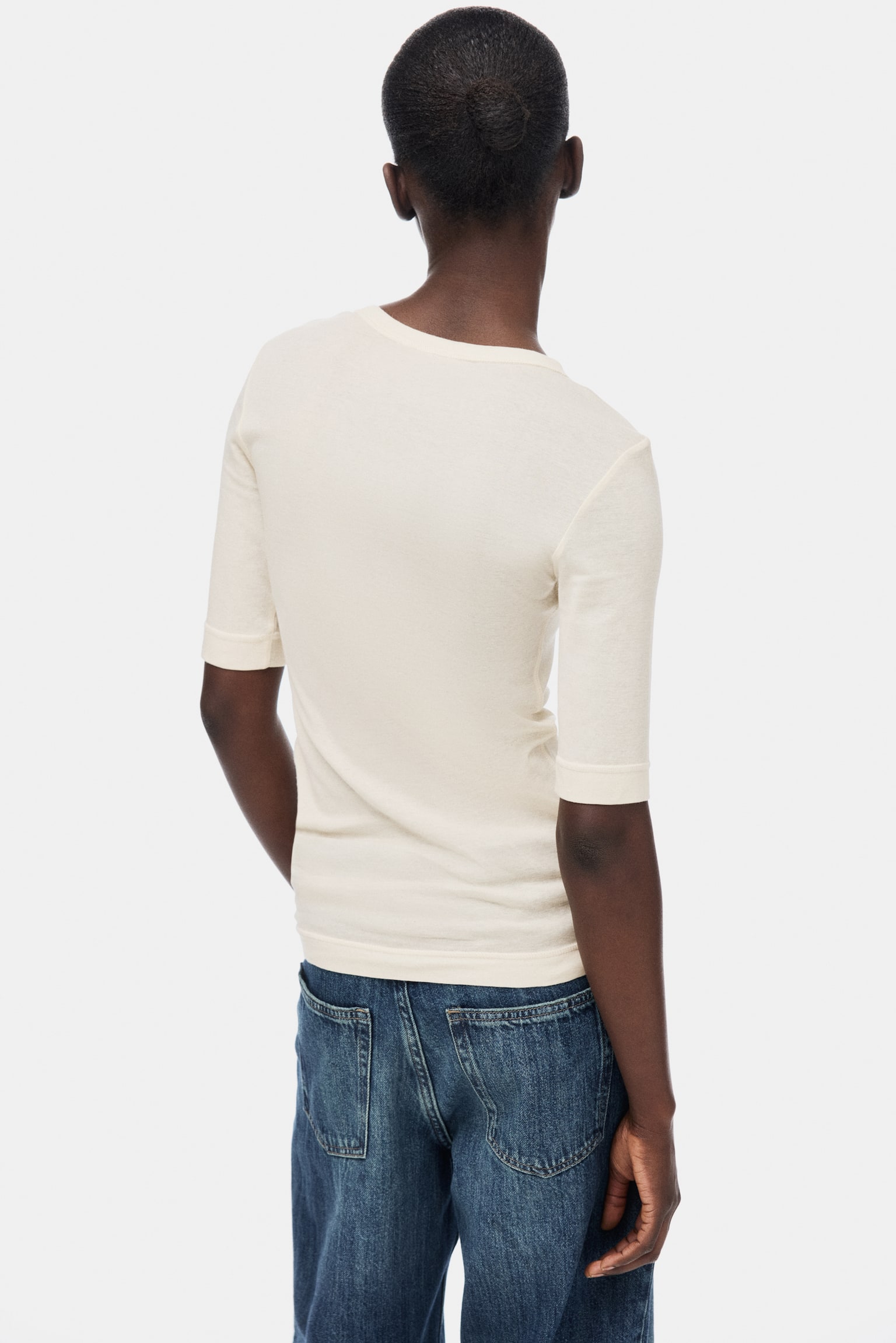 Топ із бавовни піма - Світло-бежевий/Приглушений темно-рожевий - 4