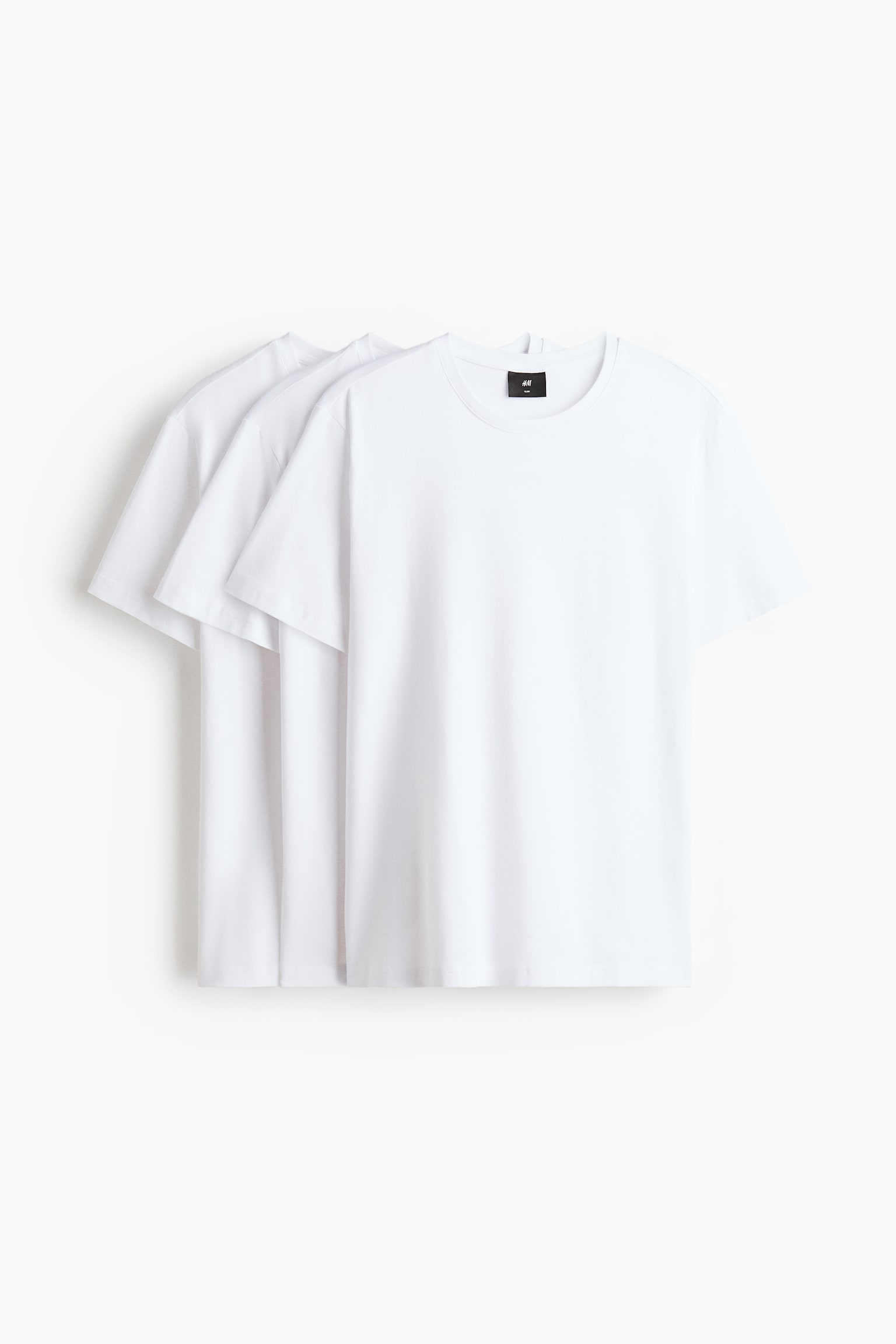 3-pack Slim Fit T-shirts - White/Navy blue/dusty blue/white/Light gray melange/black/white/Black