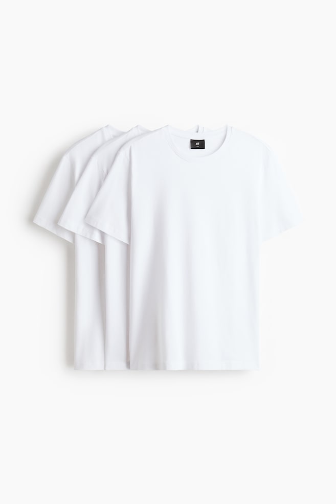 Set van 3 T-shirts - Slim Fit - Wit/Donkerbruin/beige/zwart/Kakigroen/wit/grijs/Lichtgrijs gemêleerd/zwart/wit/Lichtblauw - 1