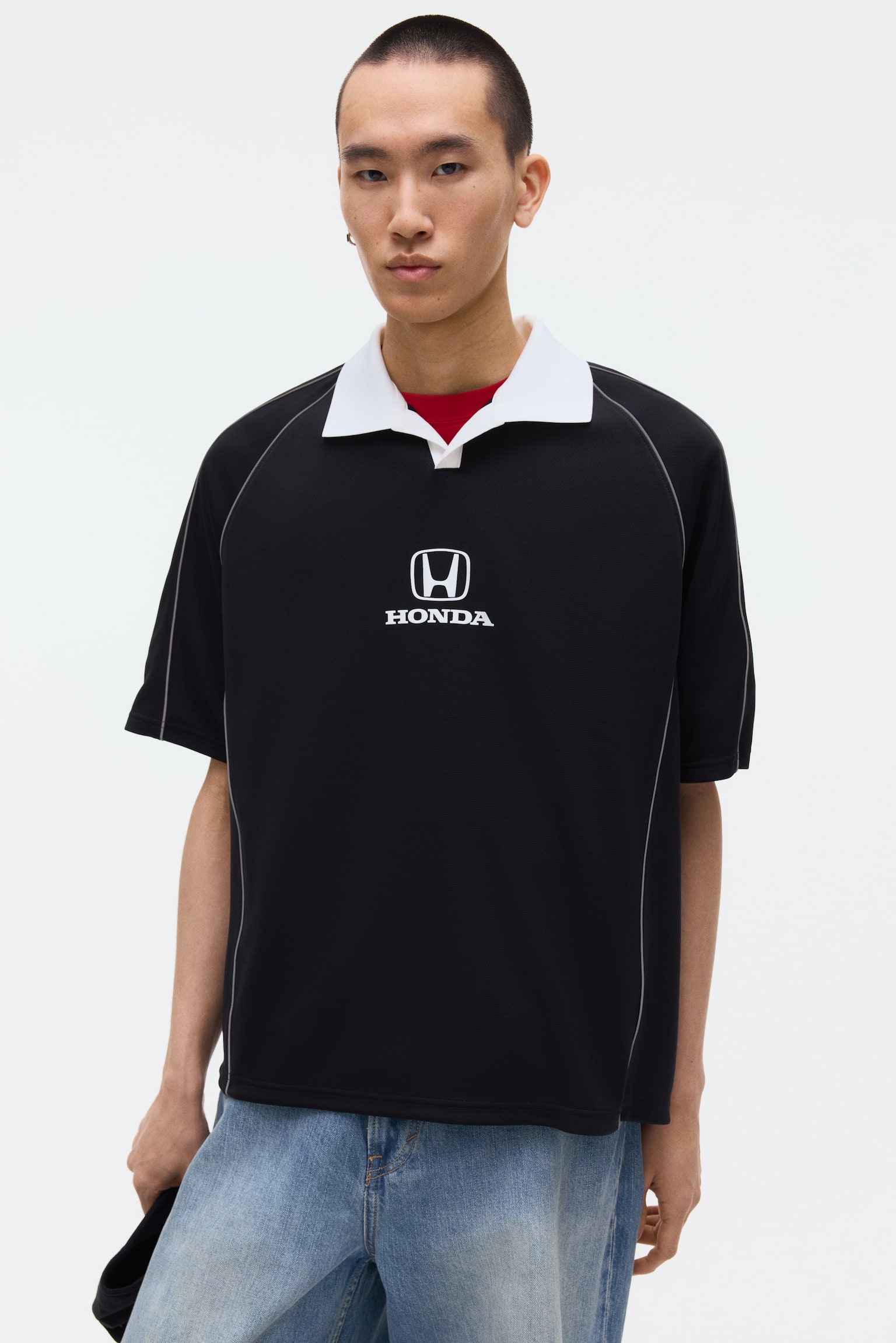 Oversized Fit Printed football shirt - Black/Honda - 1