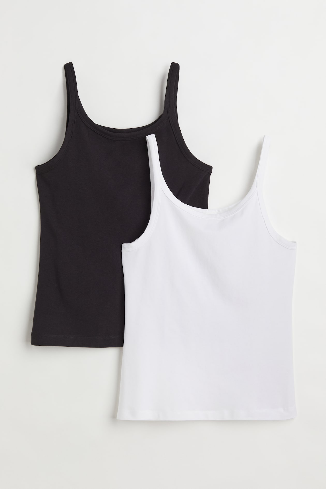 2-pack cotton vest tops - Sleeveless - Regular length - Black/White ...