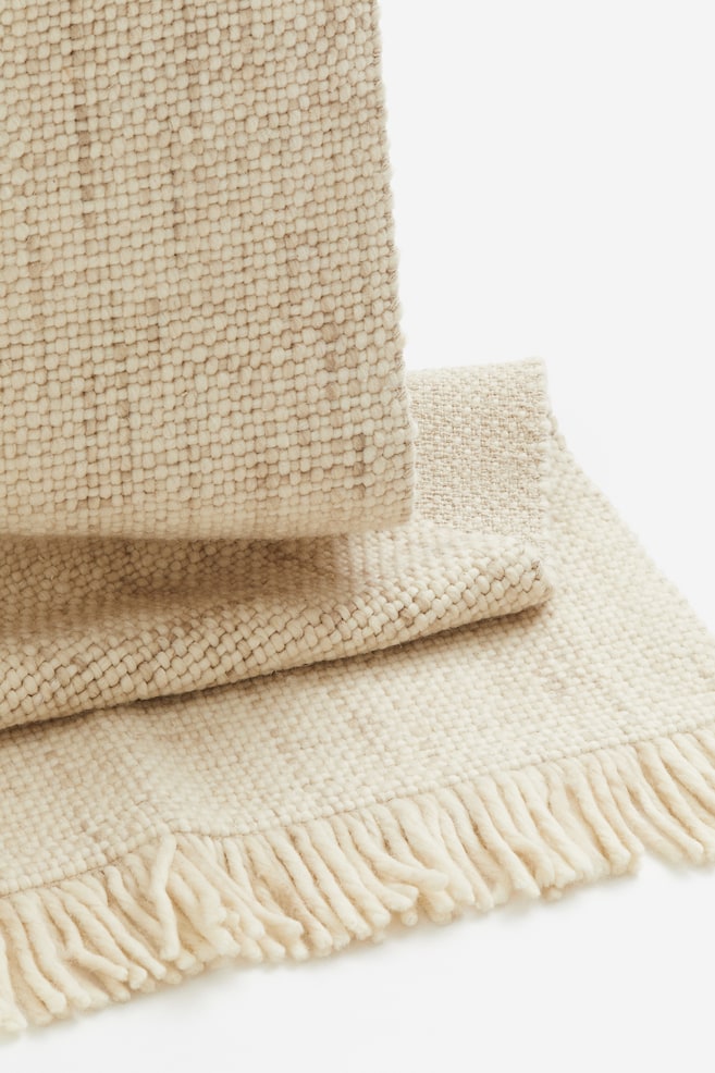Fringed wool-blend rug - Light beige/Beige - 4