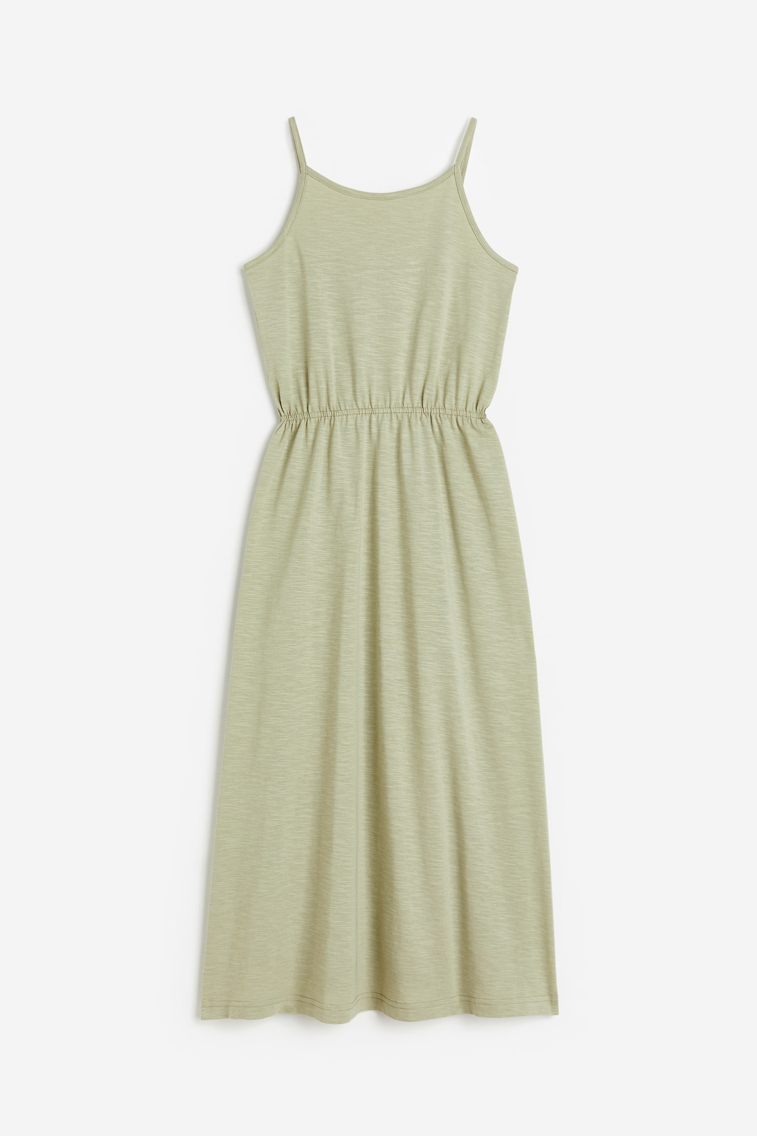 Cotton jersey dress - Light khaki green/Dark grey/Natural white/Striped - 1