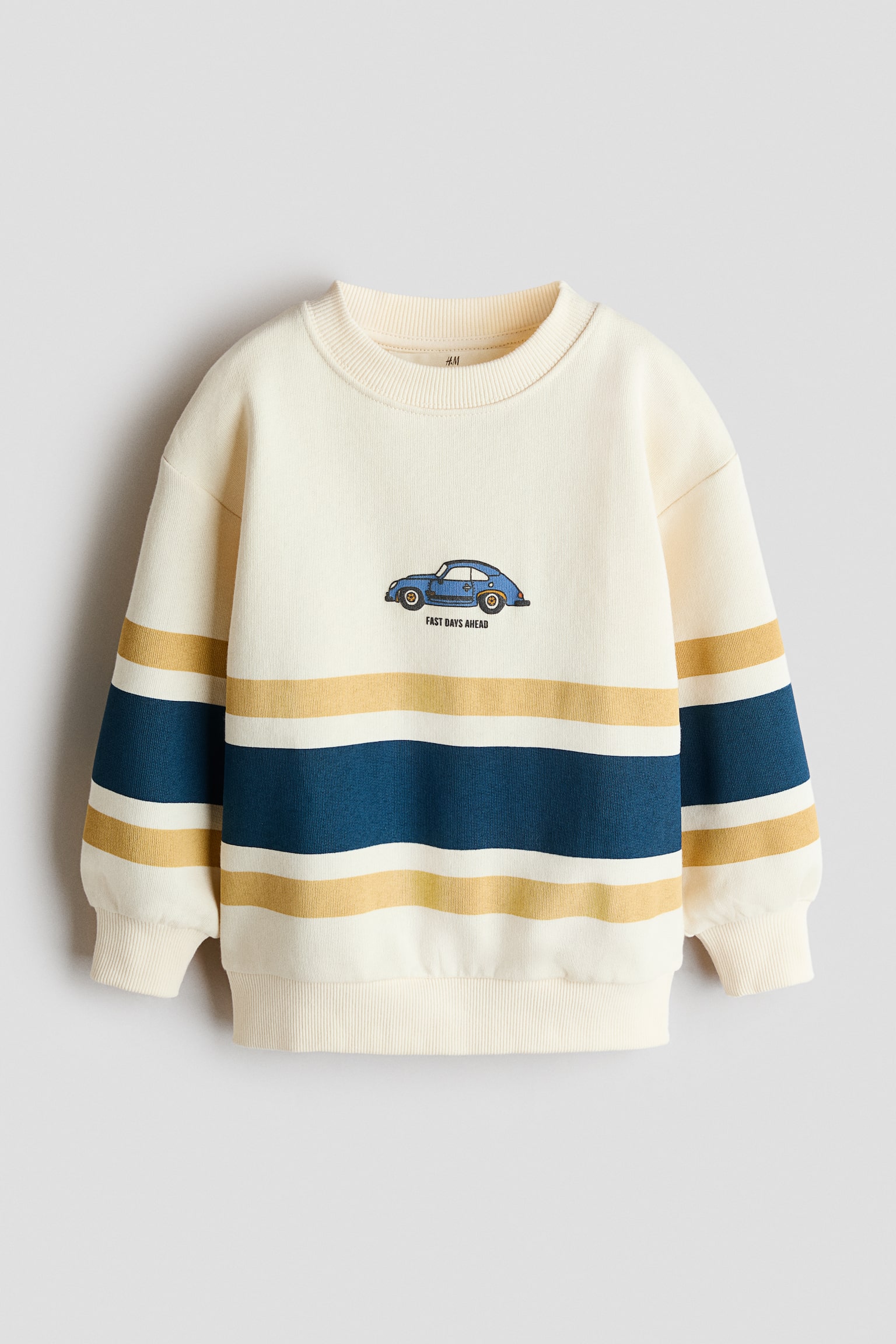 Print-motif brushed-inside sweatshirt - Cream/Car/Blue/North Bear Club