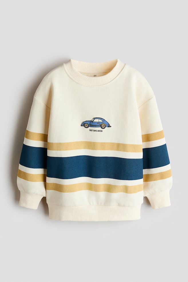 Sweatshirt mit Print und angerauter Innenseite - Cremefarben/Auto/Blau/North Bear Club - 1