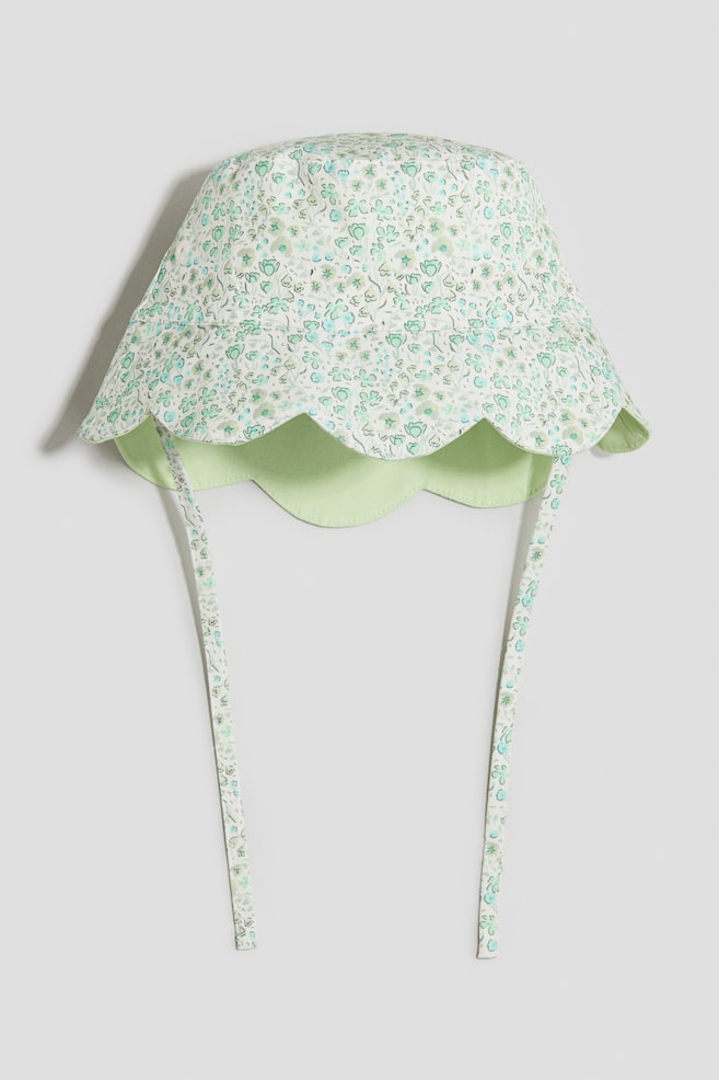 Scalloped bucket hat - Green/Floral - 1