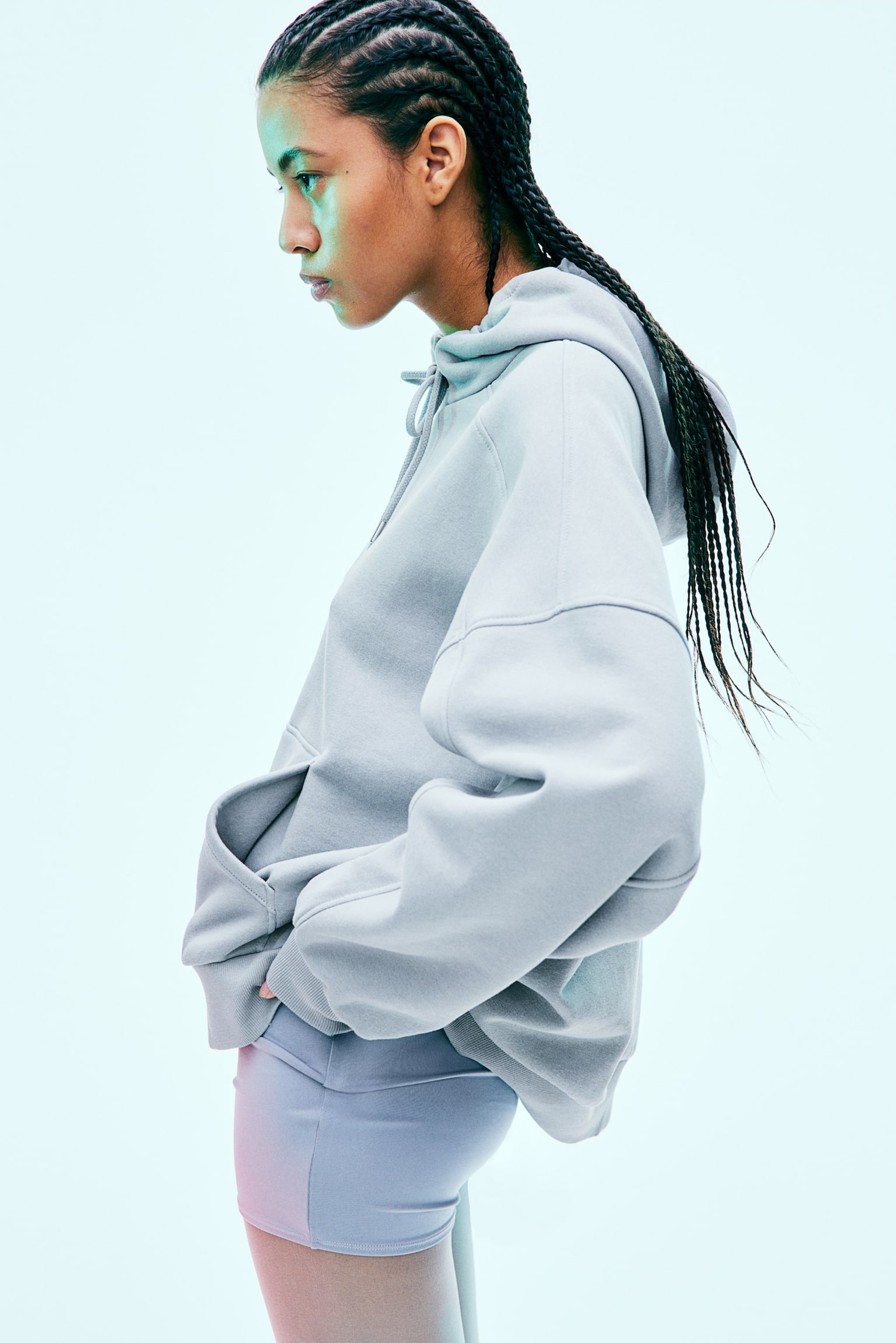 Oversized Hoodie - Grey/Black/Light grey marle - 1