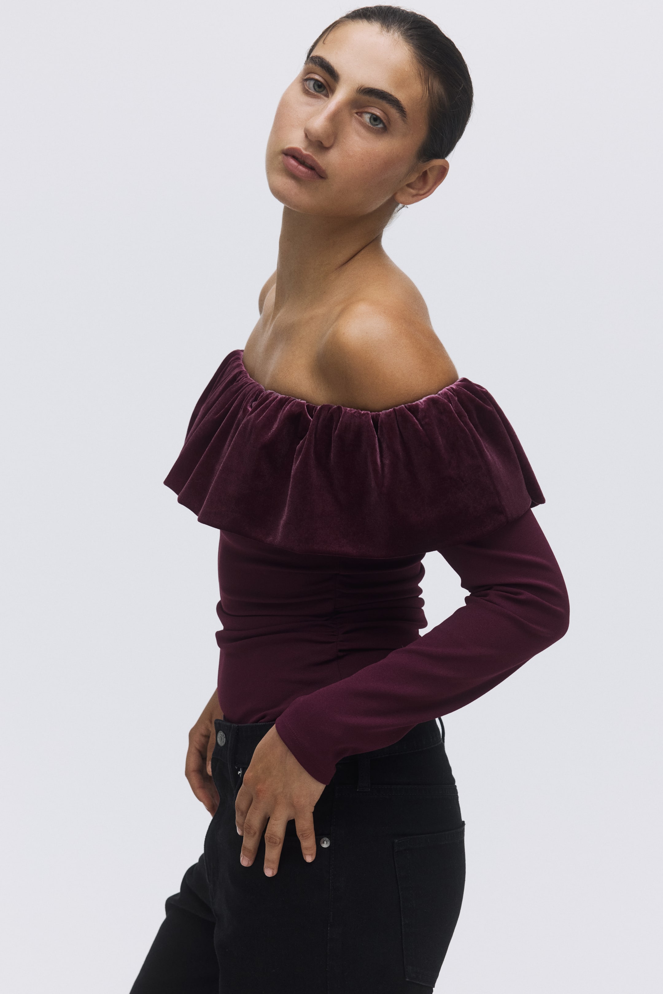 Agrandir l'image: Body épaules nues - Burgundy - FEMME | H&M FR 3