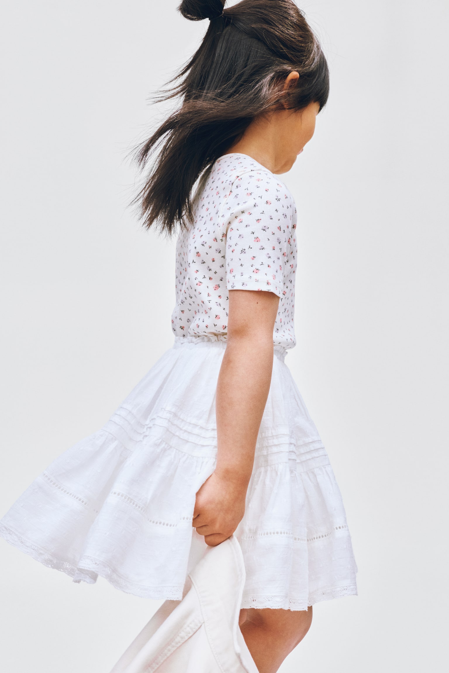 Детская юбка H&M Pintucked Cotton, цвет: Белый — фото 4