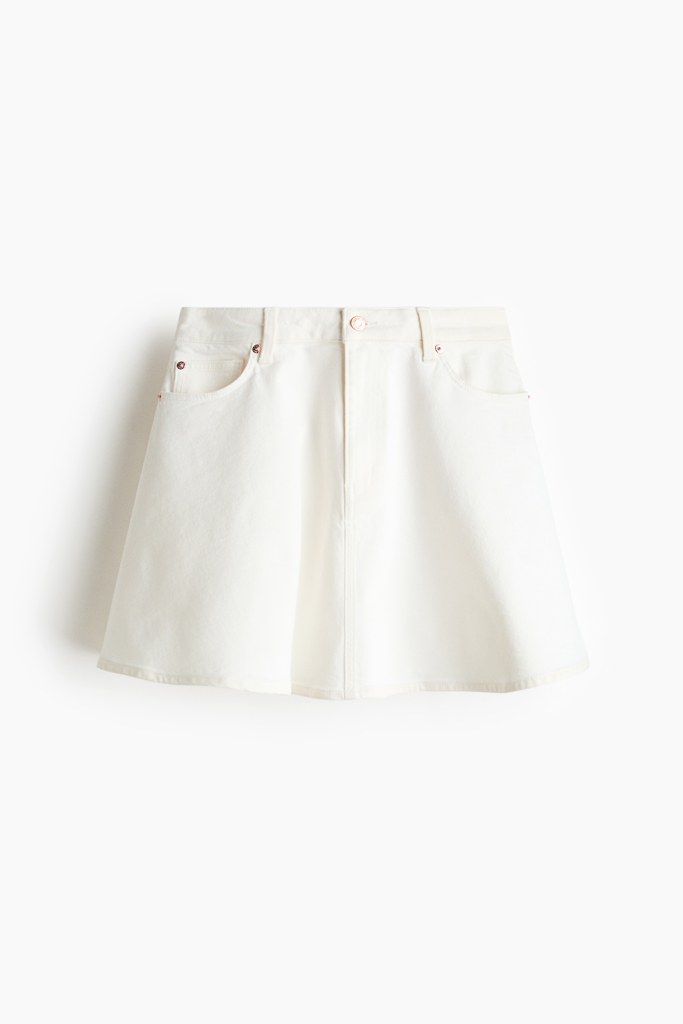 Flared denim skirt - White