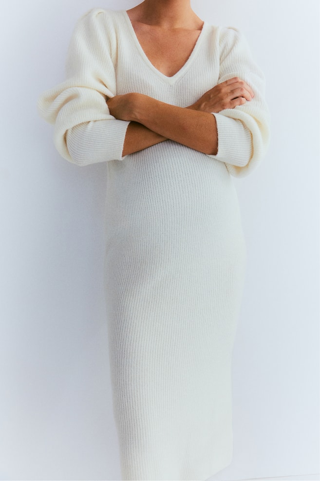MAMA Rib-knit dress - Cream - 5