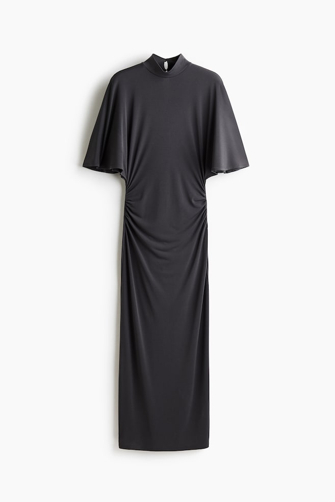 Butterfly-sleeved jersey dress - Dark grey/Black/Polka dot - 1