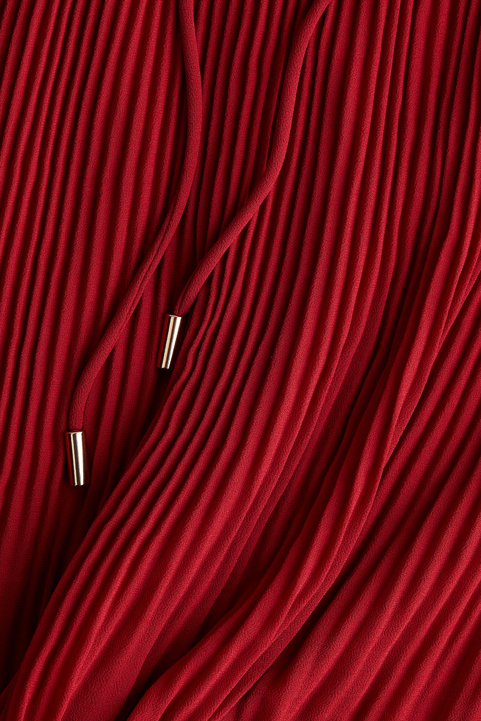 Long plissé dress - Dark red/Black - 4