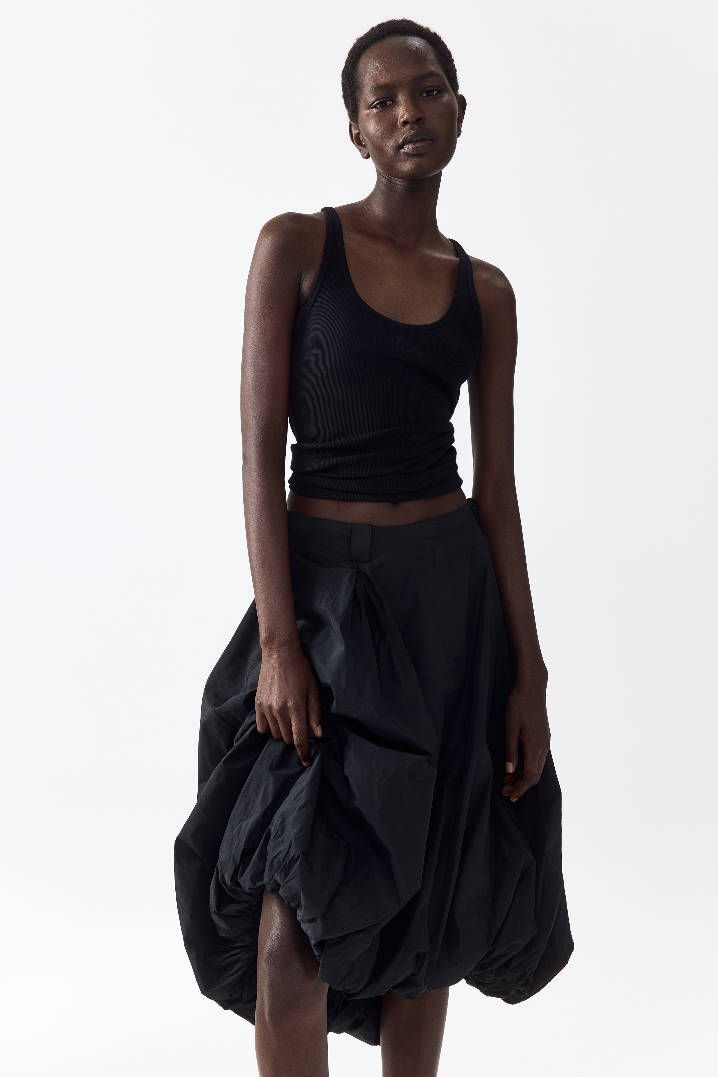 Women's Black Balloon Midi Skirt | H&M CA