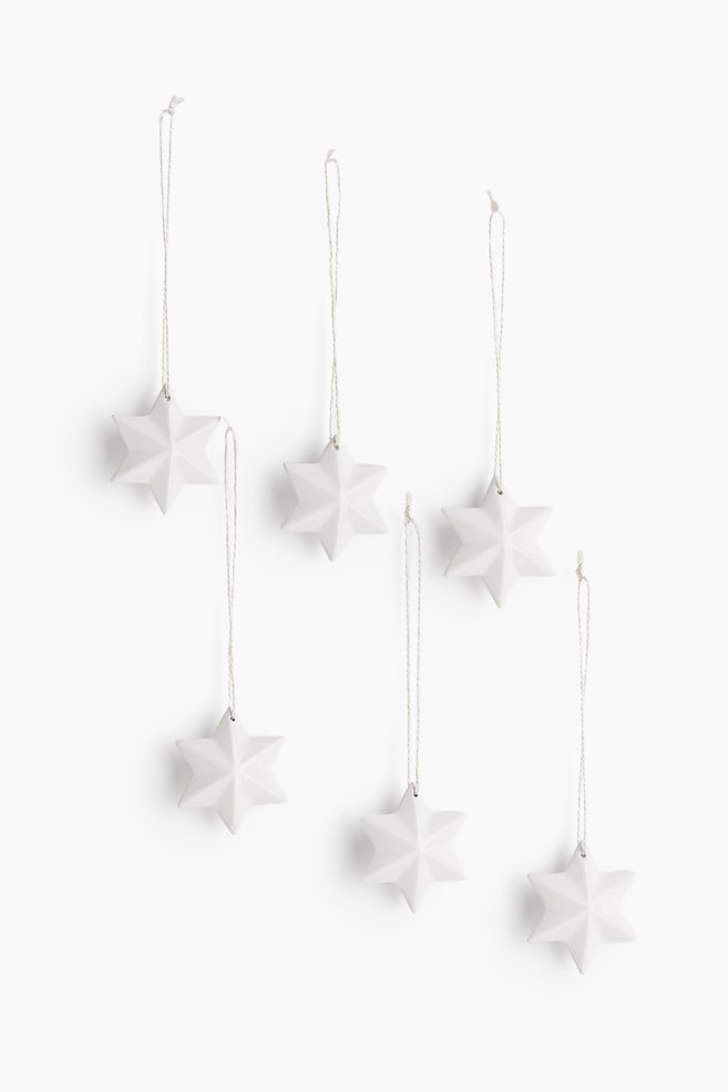 Décorations de Noël, lot de 6 - Blanc/étoiles/Noir/étoiles - 1