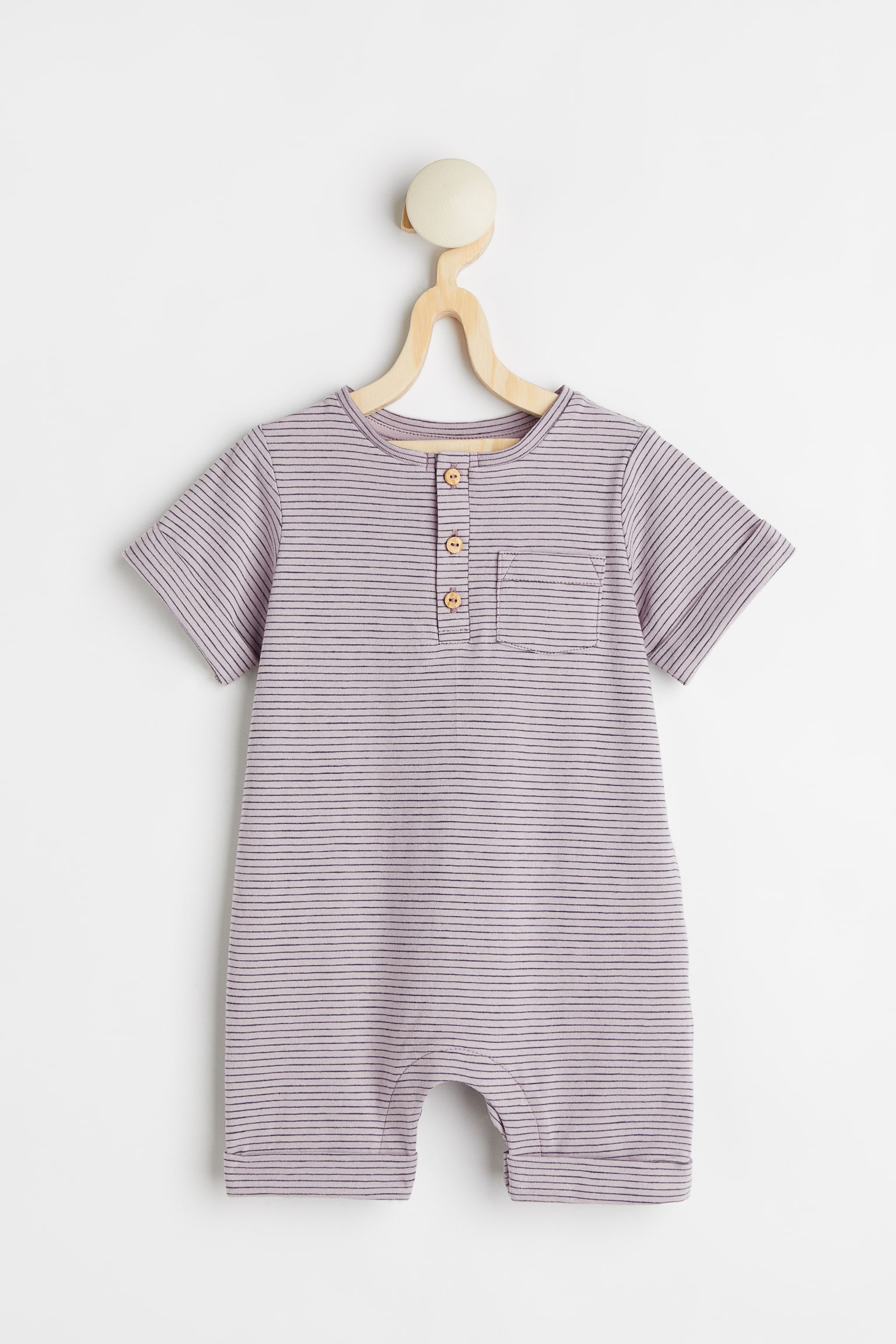 Cotton Romper - Light purple/Stripe/Light beige/Marine life/Light turquoise/Stripe/Navy blue/Stripe/Cream/Beige stripe/Light grey green/Tie dye/Beige/White stripe - 1