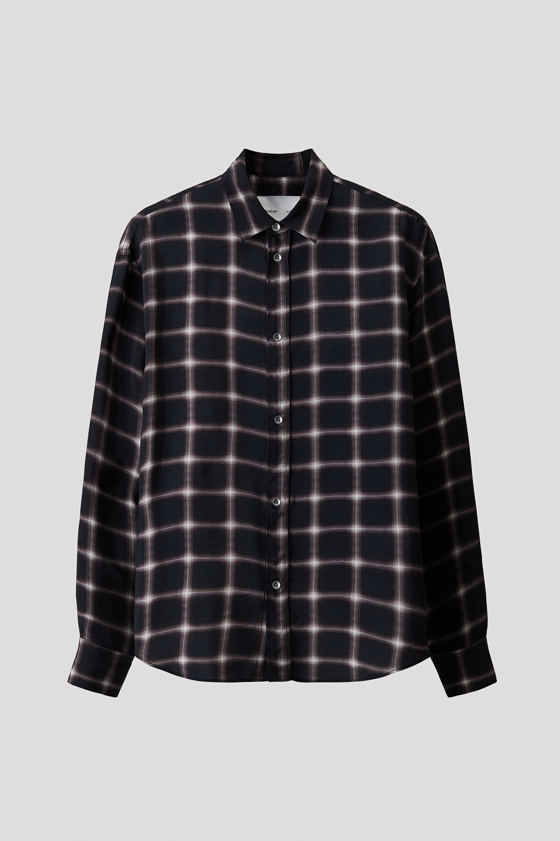 Skjorta i kupro Slim Fit - Svart/Rutig/Crèmevit/Rutig