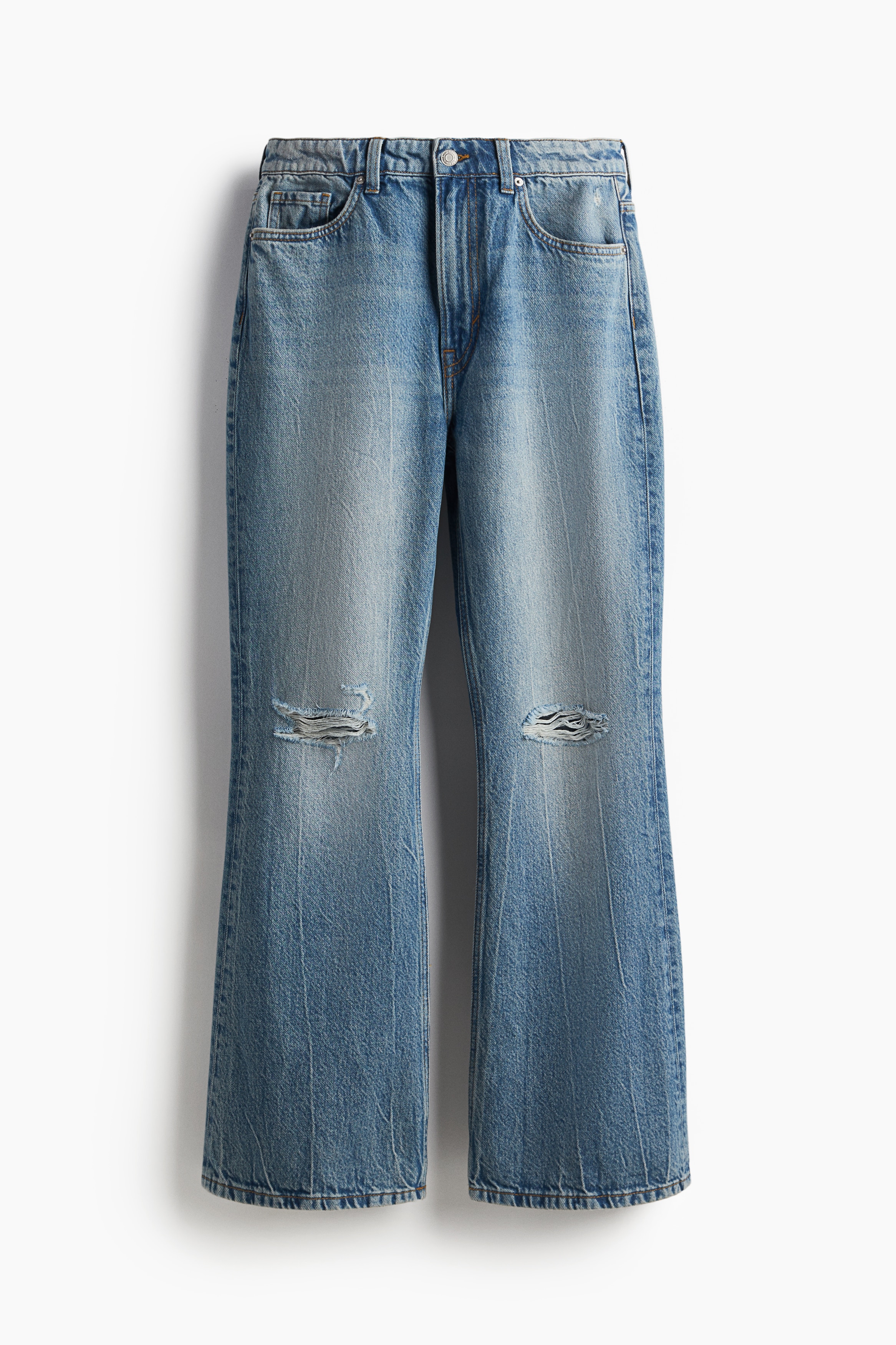 Ladies - Denim blue Baggy Bootcut Regular Jeans - Size: 10  - H&M
