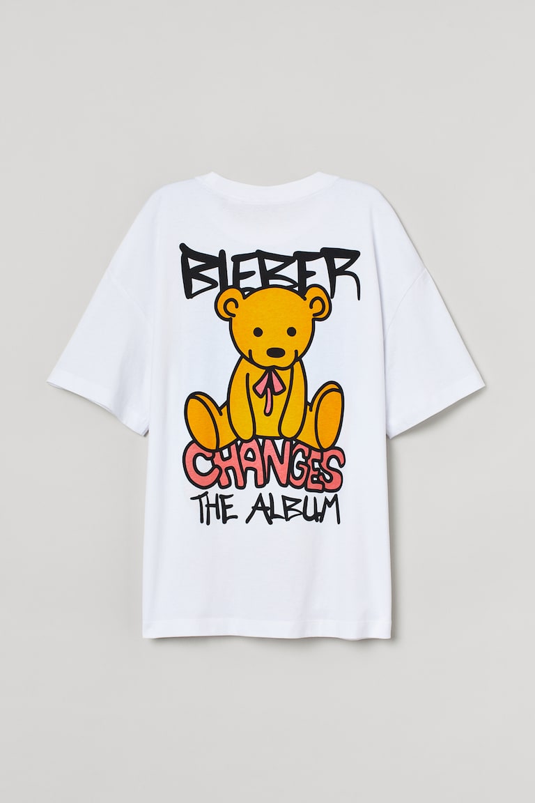 Camiseta oversize con motivo Blanco/Justin Bieber MUJER H&M ES
